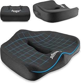 Feagar Cuscino per Sedile - Cuscini Ergonomico Sedile per Coccige Sciatica Lombare - Cuscino Memory Foam per Ufficio Casa Auto Sedia a Rotelle, Nero