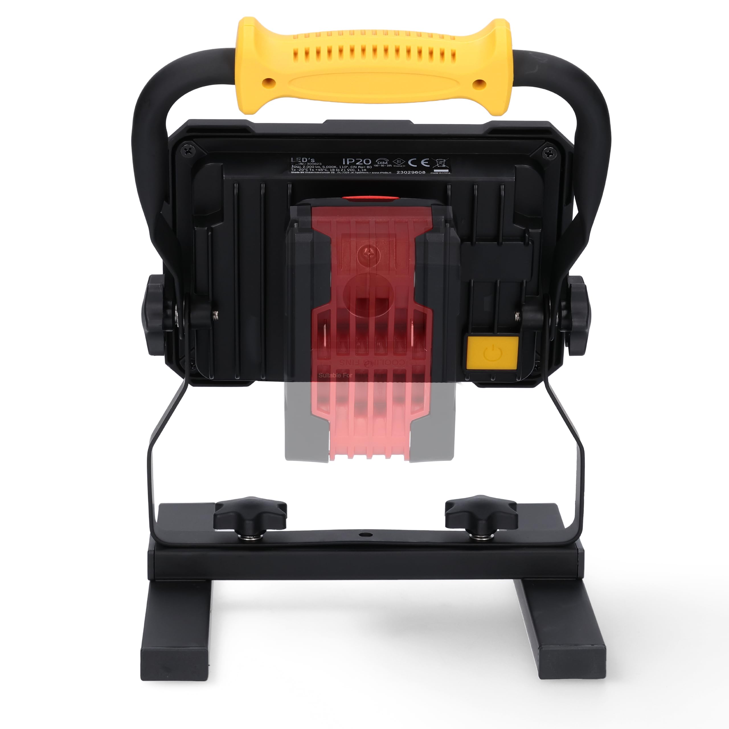 LED's work LED Akku Baustrahler 20W – 2000 Lumen kaltweiß – kompatibel mit 18V Bosch Professional, Makita, Metabo (CAS), Einhell – dimmbare Baustellenlampe & mobile Arbeitsleuchte