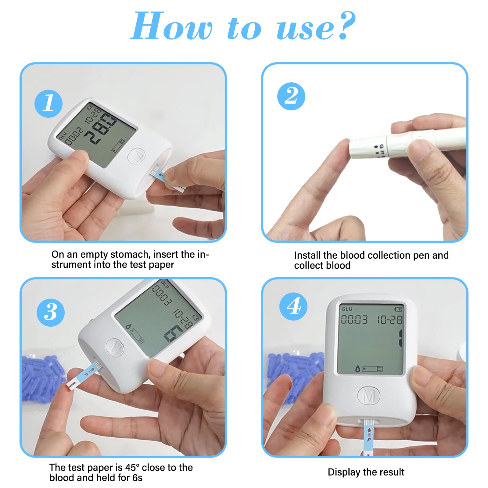 BLOOD TESTING METER | 50 Lancets and 50 Strips, 6s Home Testing Kit Safe for Kids and Adults — view 3