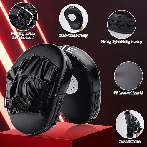 Miniatura 5 de SEISSO Kickboxing Gloves Boxing Kick Pads Punching Mitts Set for Taekwondo Karate Training Target Focus Muay Thai Pads Punch Kicking Strike MMA