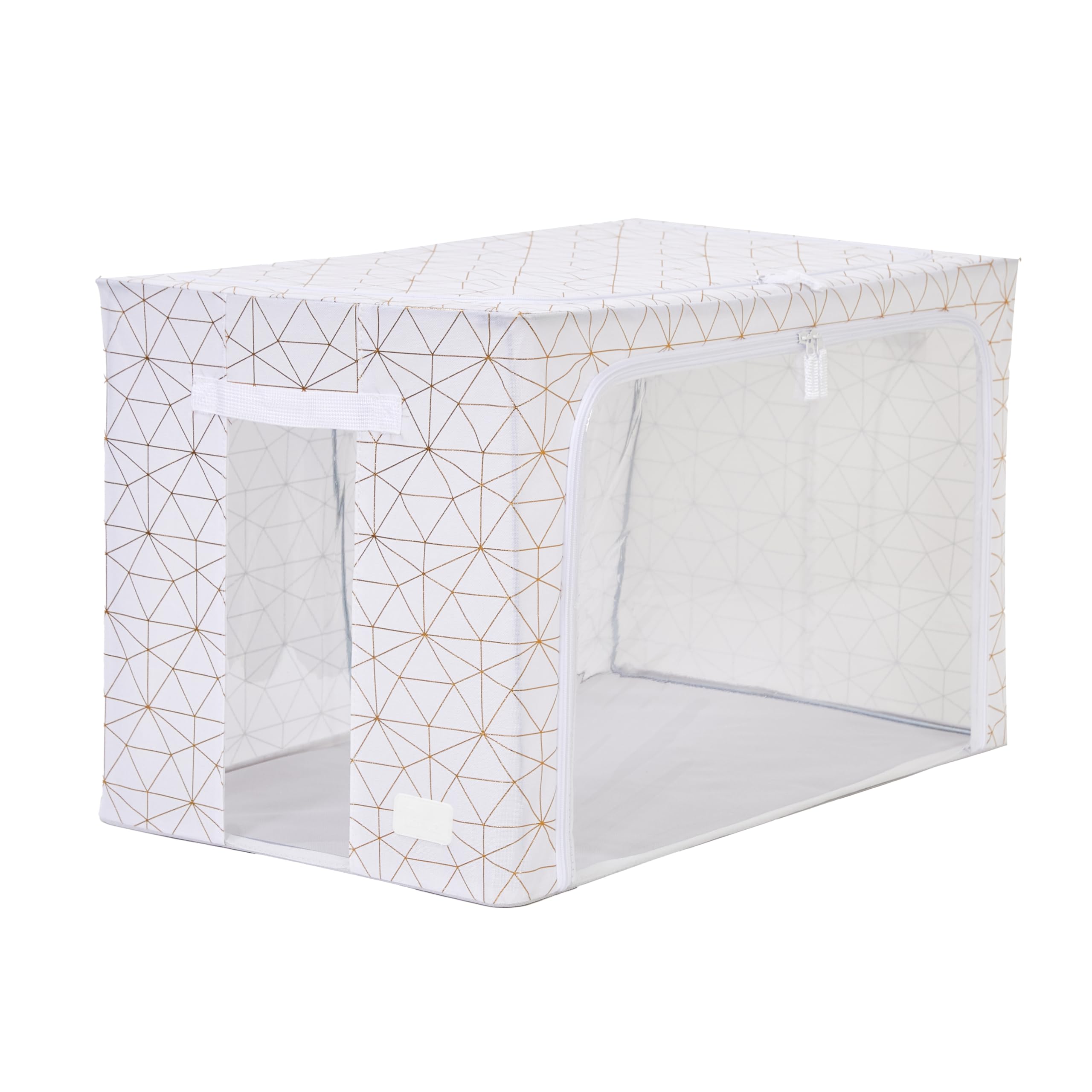 Periea ‘Beau’ Folding Collapsible Stackable Fabric Home Storage Boxes with Steel Frames (Metallic Geo, Jumbo) — image 1