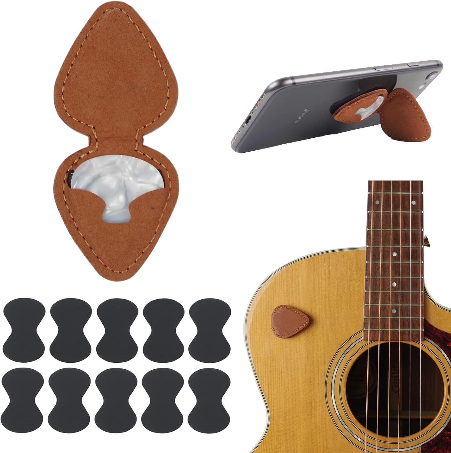 Guitar Picks Holder with 10pcs Guitar Pick Grip, Grips for Guitar Picks