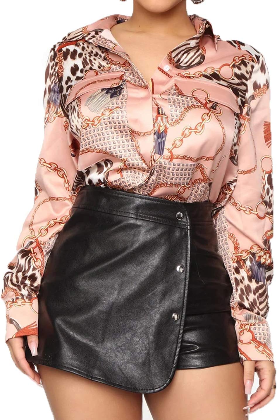 YiershuWomen's Sexy Shirt Buchona Outfits Blouses Casual V Neck Long Sleeve Collar T-Shirt Button Down Tops Mini Dress
