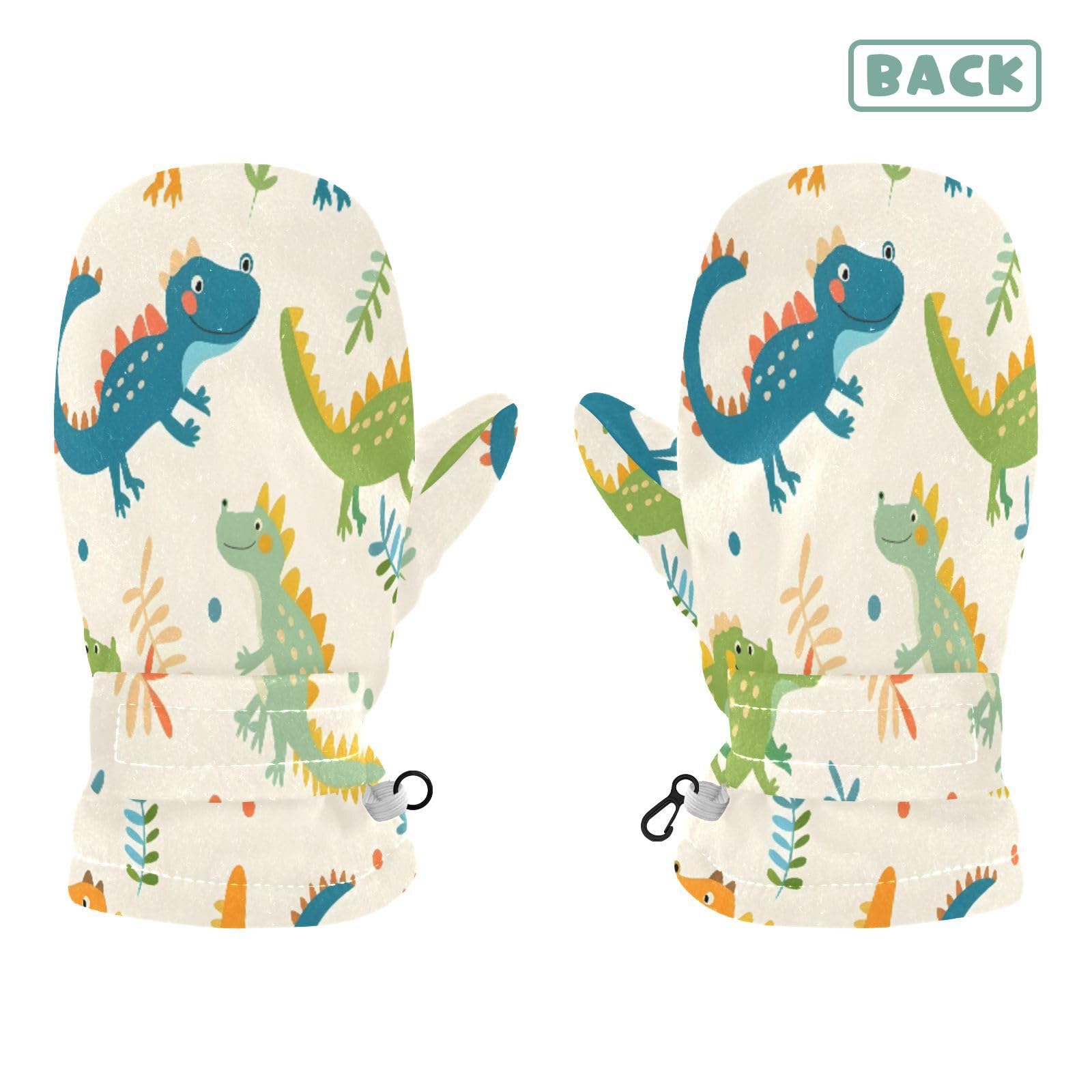 Kid's Winter Gloves Children Warm Gloves Cute Crocodile and Leaves for Boys Girl Age 4-6 Years