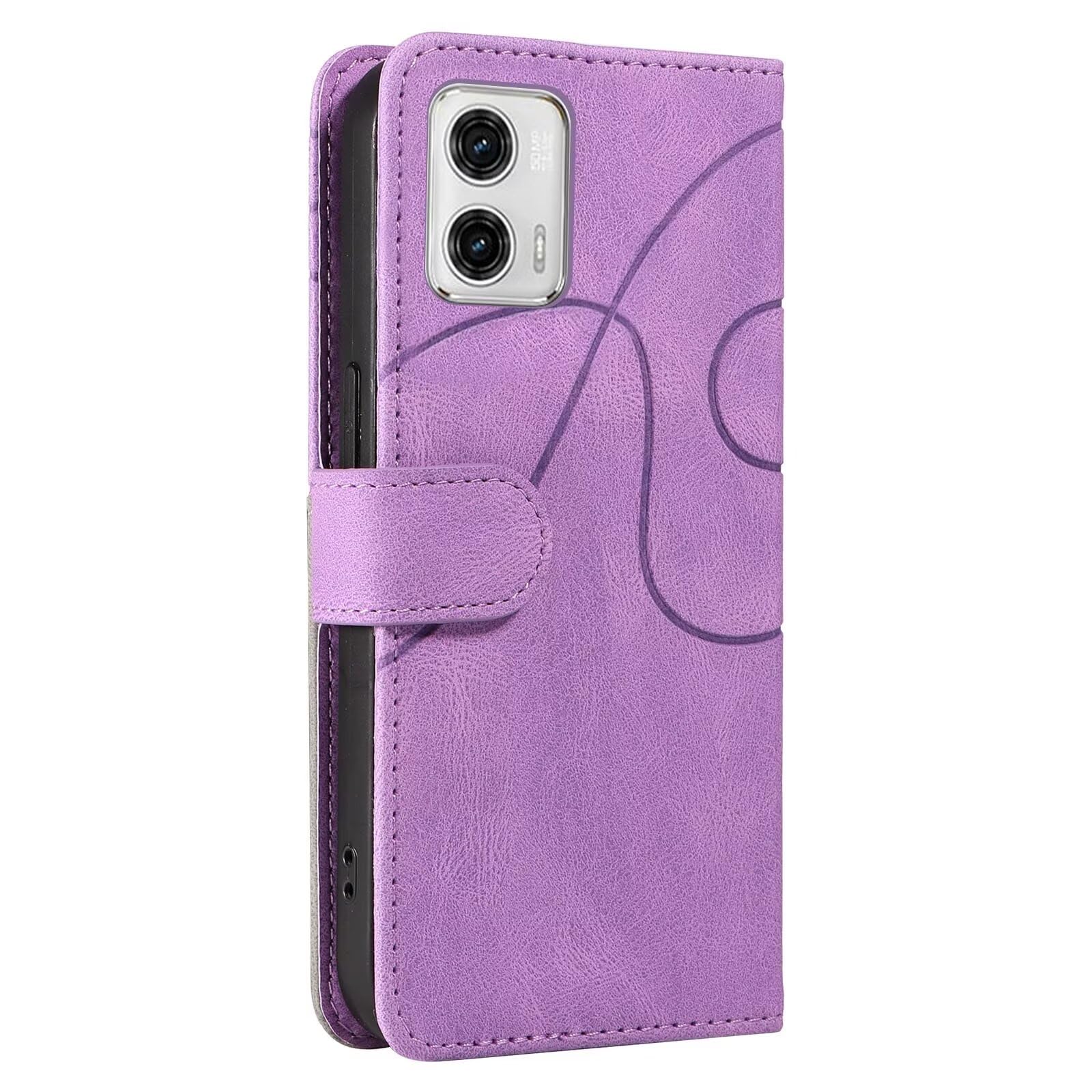 Motorola Moto E14 / Moto G04 / Moto G24 Case Protective Geometric Wallet Phone Case PU Leather Cover with Magnetic Closure Kickstand Bookstyle Folding Stand Silicone Bumper Card Holder Pouch Purple - Image 2