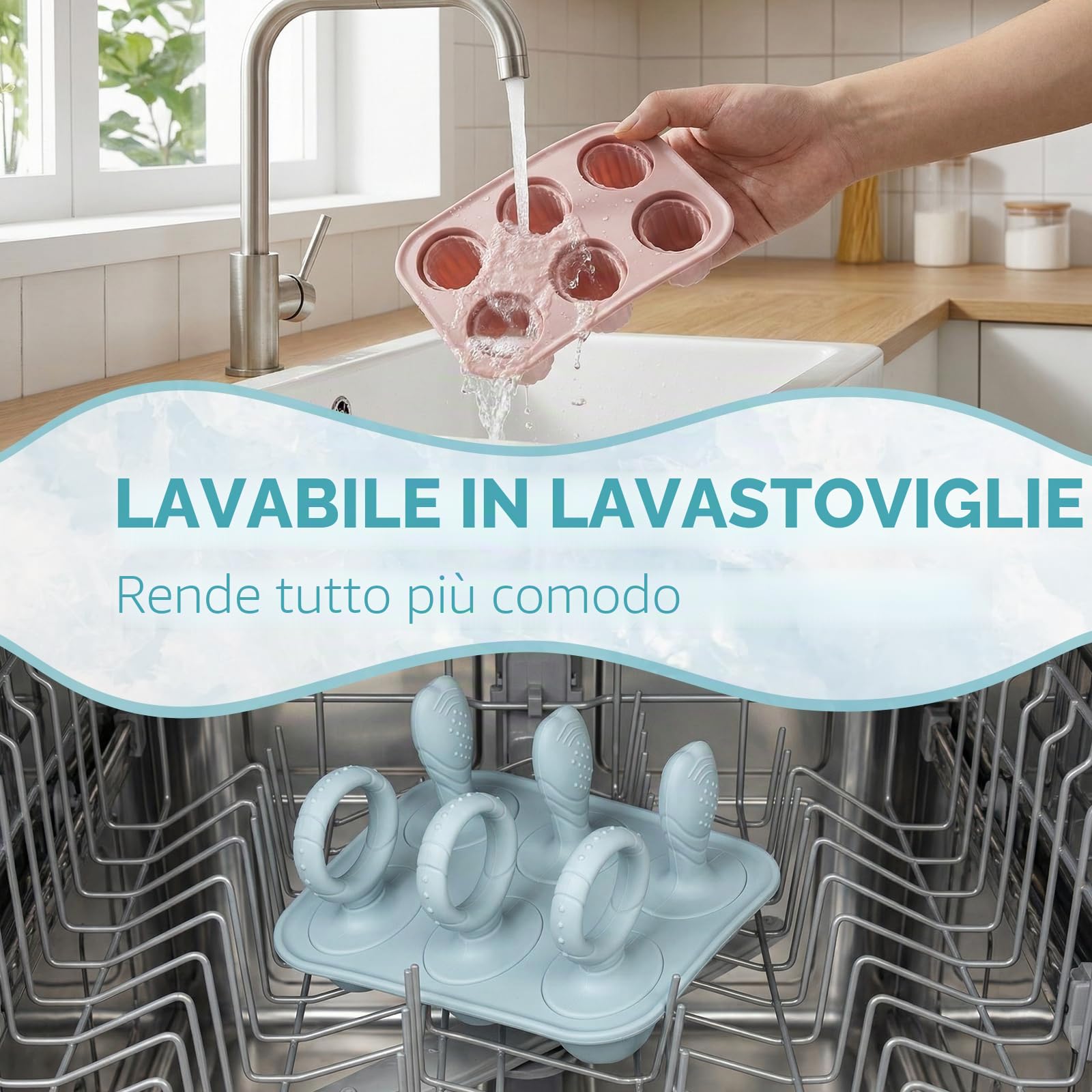 Stampo Ghiaccioli per Bambini in Silicone senza BPA 6x17ml con Stecchini