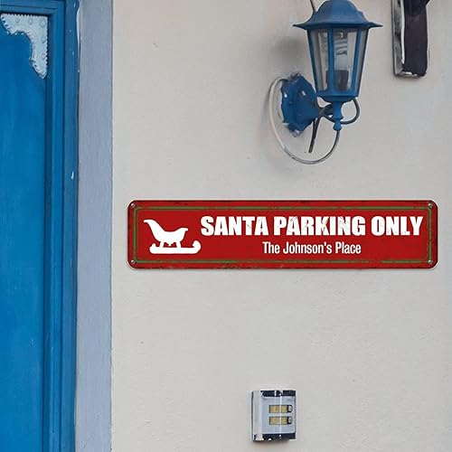 Vista 123 de Santa's Workshop North Pole Street Letreros personalizados de metal para exteriores, letrero de metal de bienvenida para Navidad, decoración