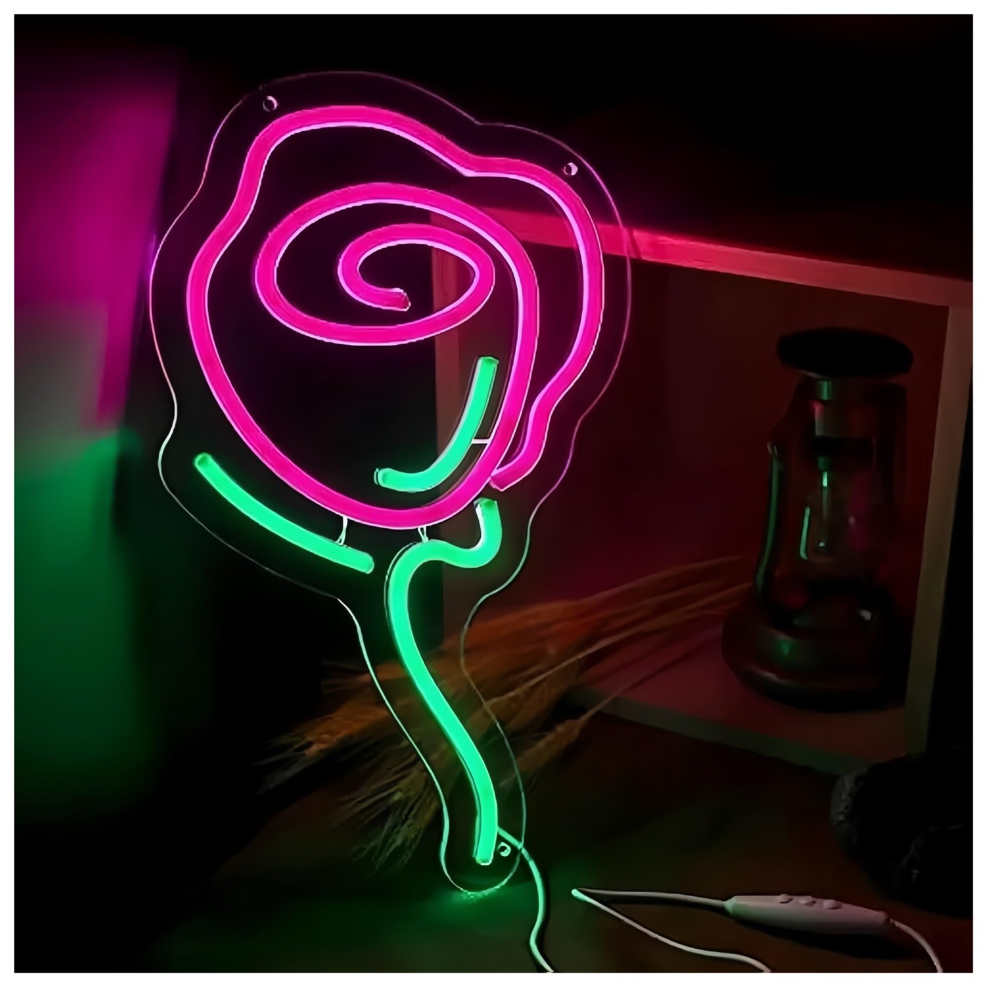 Fiore di per rosa per insegna al per neon per alimentazione per dimmerabile 22,5 cm × 36 neon