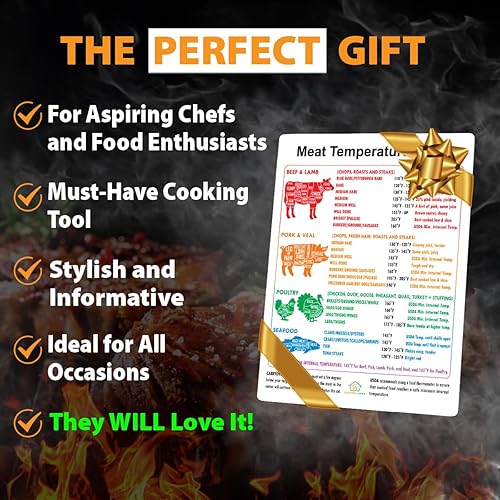 Miniatura 4 de La mejor guía de temperatura de carne + gráfico de cortes de carnicero imán de carne de res, cordero, cerdo y ternera, temperatura interna segura