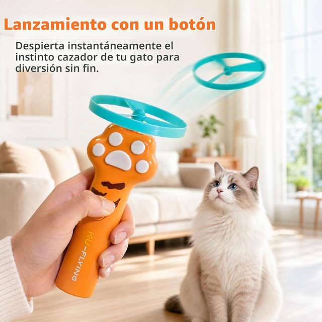 Foto 4 de 8 de Litinliv Juguetes Gatos Interactivo Recargable con 6 Discos Voladores, Pájaro Volador para Gatos de Interior