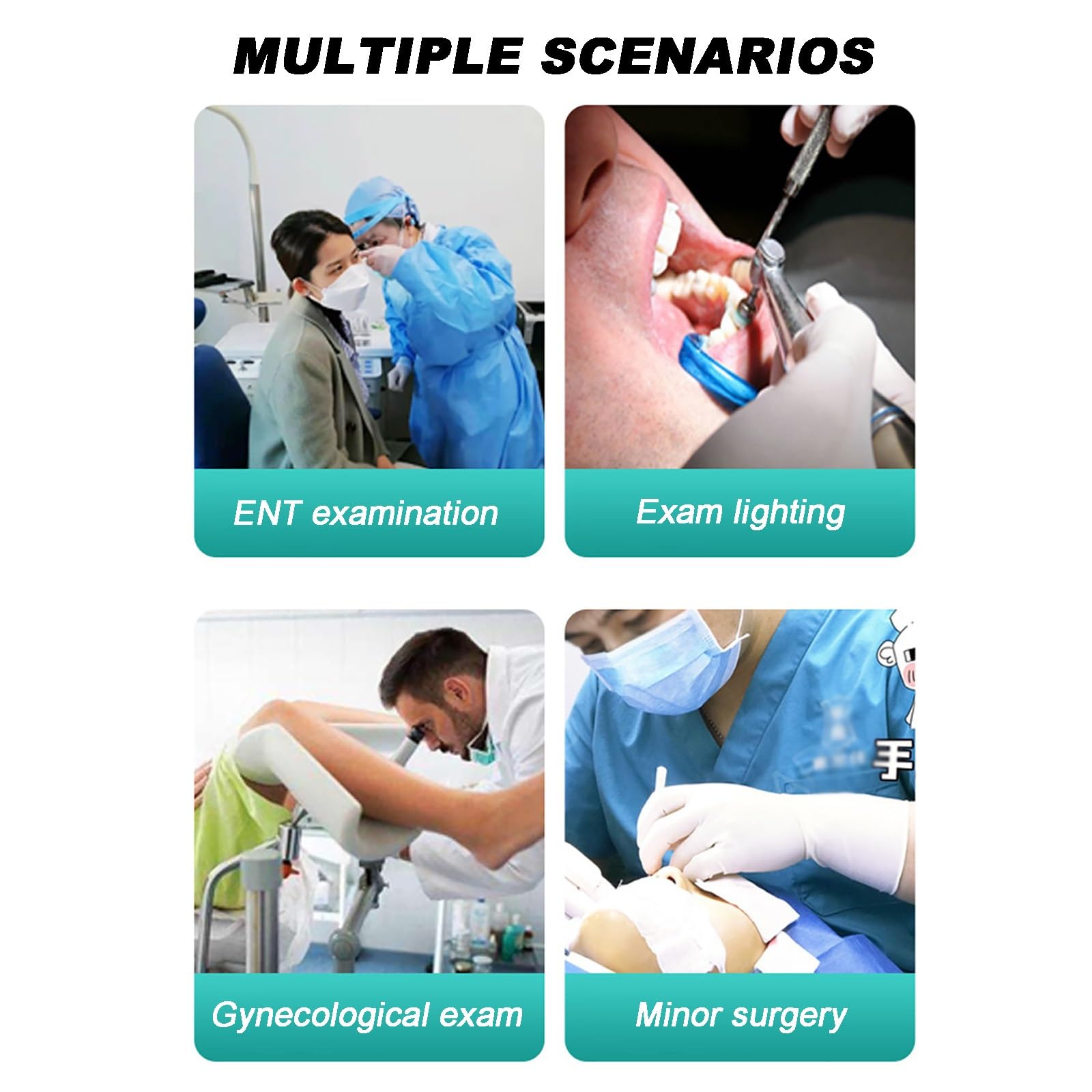 Lámpara de Examen Quirúrgico LED de 12 W, Lámpara Cirugía Menor Móvil con Lámpara de Cuello de Cisne Flexible, para Ginecología, Oftalmología, Luz de Tatuaje