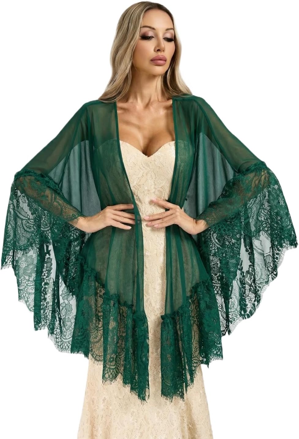 Datangep Sexy Shawls and Wraps Lace Chiffon Scarf for Evening Dresses Women Slip Dress Bridal Stole