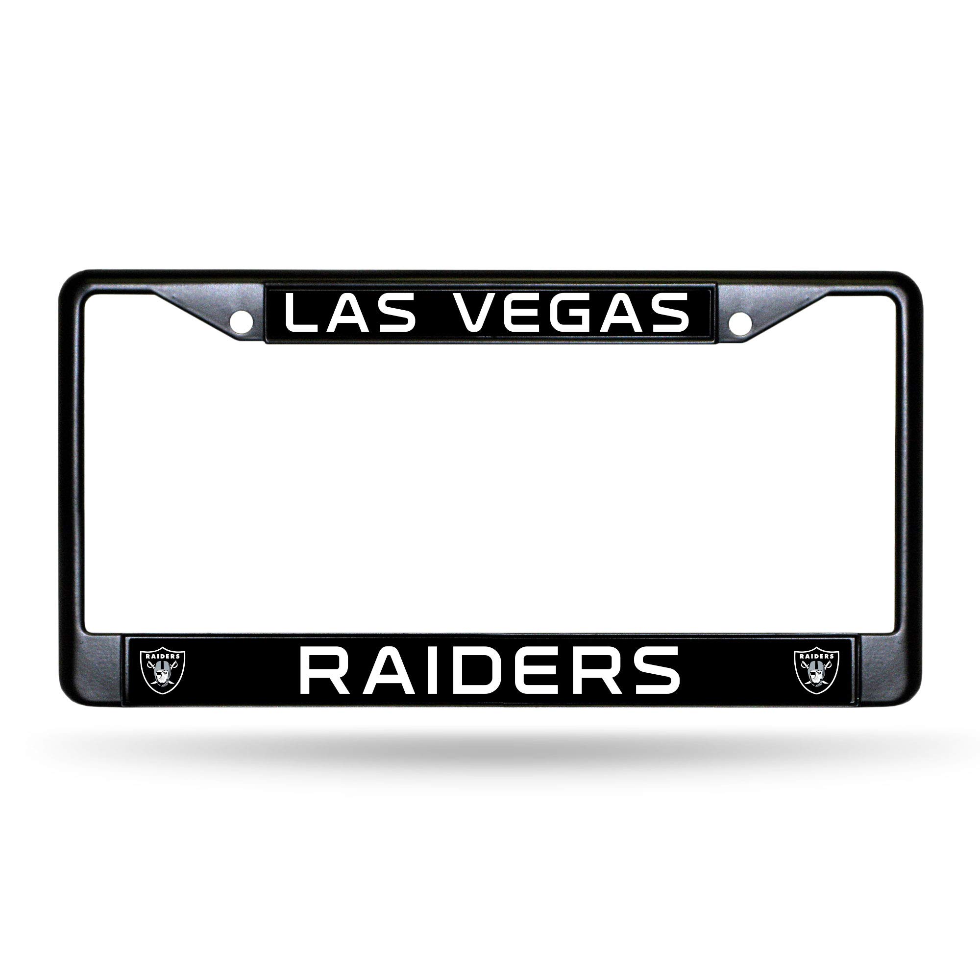Rico Industries NFL Football Las Vegas Raiders Primary Black Chrome Frame with Plastic Inserts 12" x 6" Car/Truck Auto Accessory