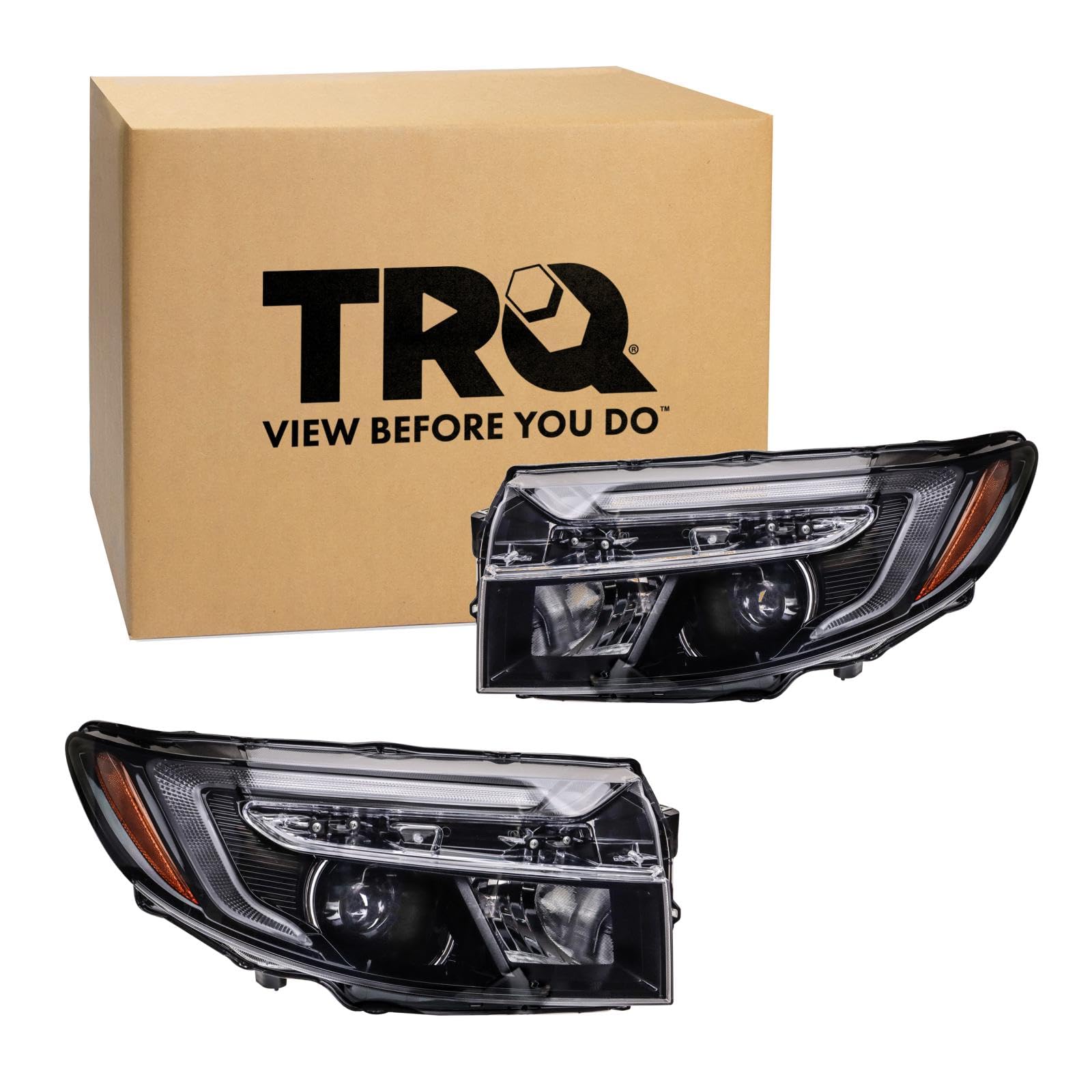 TRQ 2 Piece Headlight Assembly Set Driver &amp; Passenger Side Compatible with Honda Ridgeline RTL 2021-2024 Sport With 5 Pin Connector HO2502204 HO2503204 33100T6ZA01 33150T6ZA01