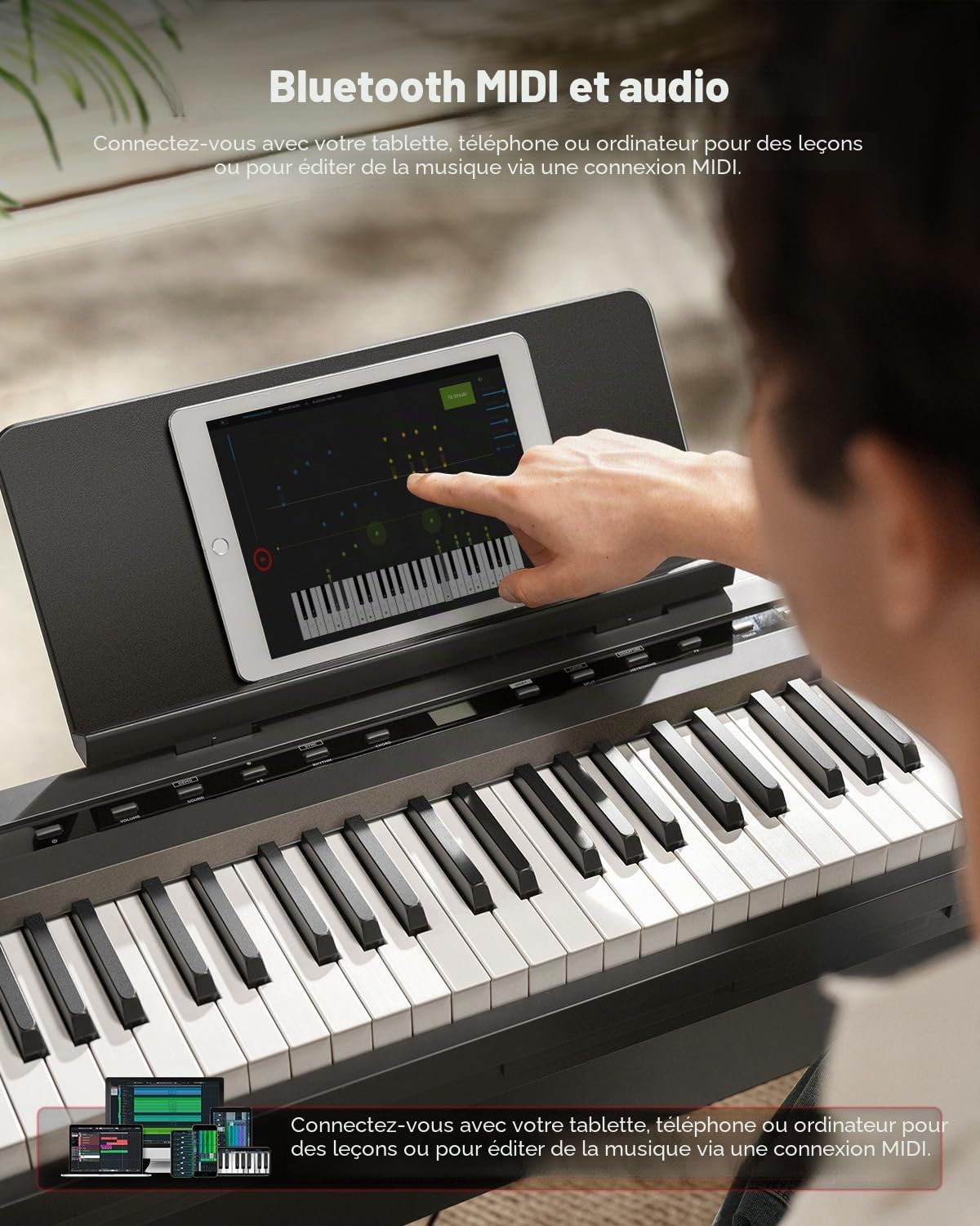 Donner DEP-16A Piano Numérique pour Débutants 88 Touches Taille Réelle, Piano Électrique Portable avec Unité à 3 Pédales