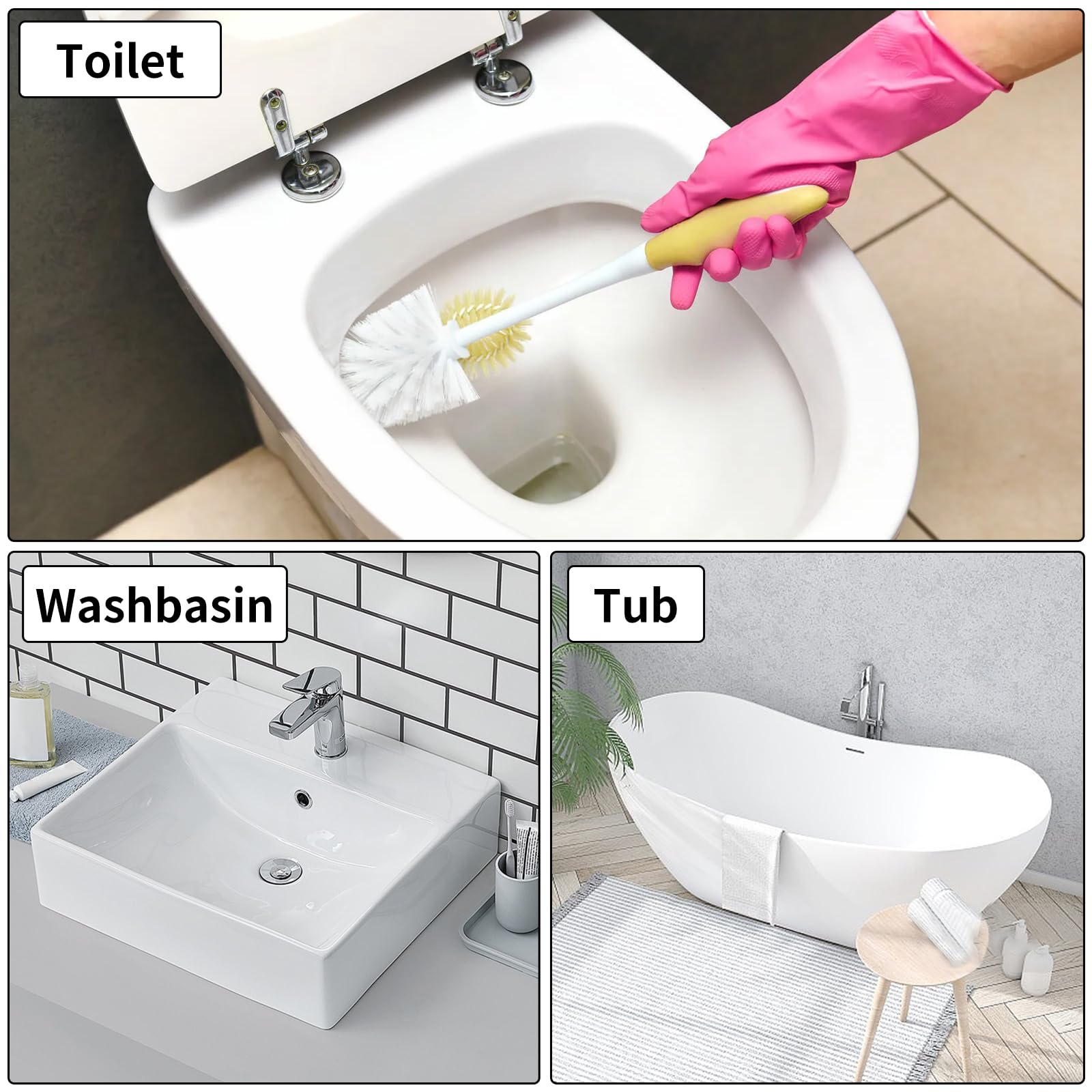 4 Spazzole In Pomice Per Pulizia - Con Manico Lungo E Corto - Per WC, Piastrelle, Macchie Ostinate - Foto 10