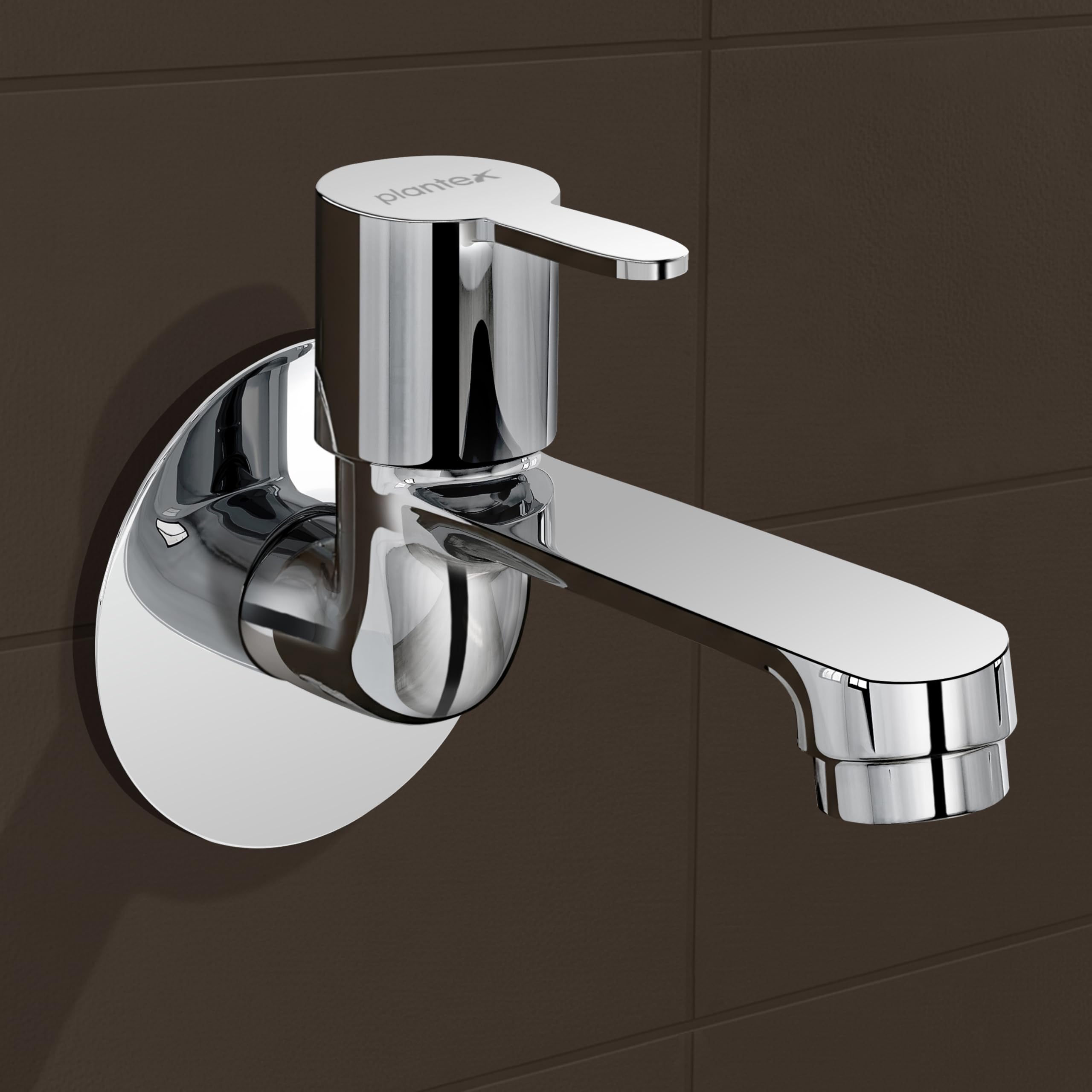 Plantex Long Body Bib Cock for Bathroom with Water Saving Aerator/Wall Mount Bib Tap with Wall Flange and Teflon Tape for Bathroom-7 Year Warranty (FLO-802-Chrome)-image-29