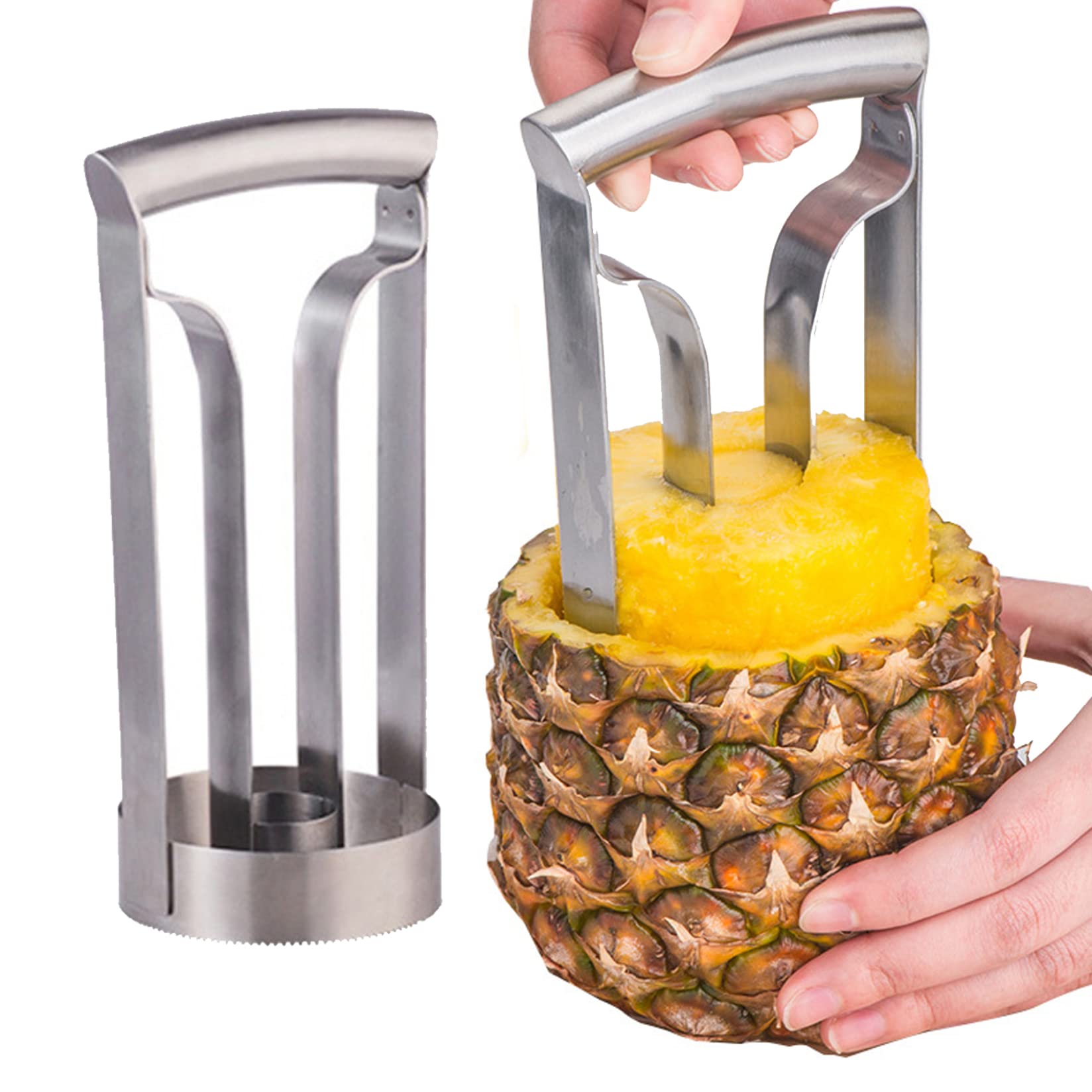 Pineapple Cutter Slicer and Corer, Pineapple Cutter Slicer Stainless Steel Pineapple Corer Fruit Core Remover for Kitchen Fruit Rings 8cm