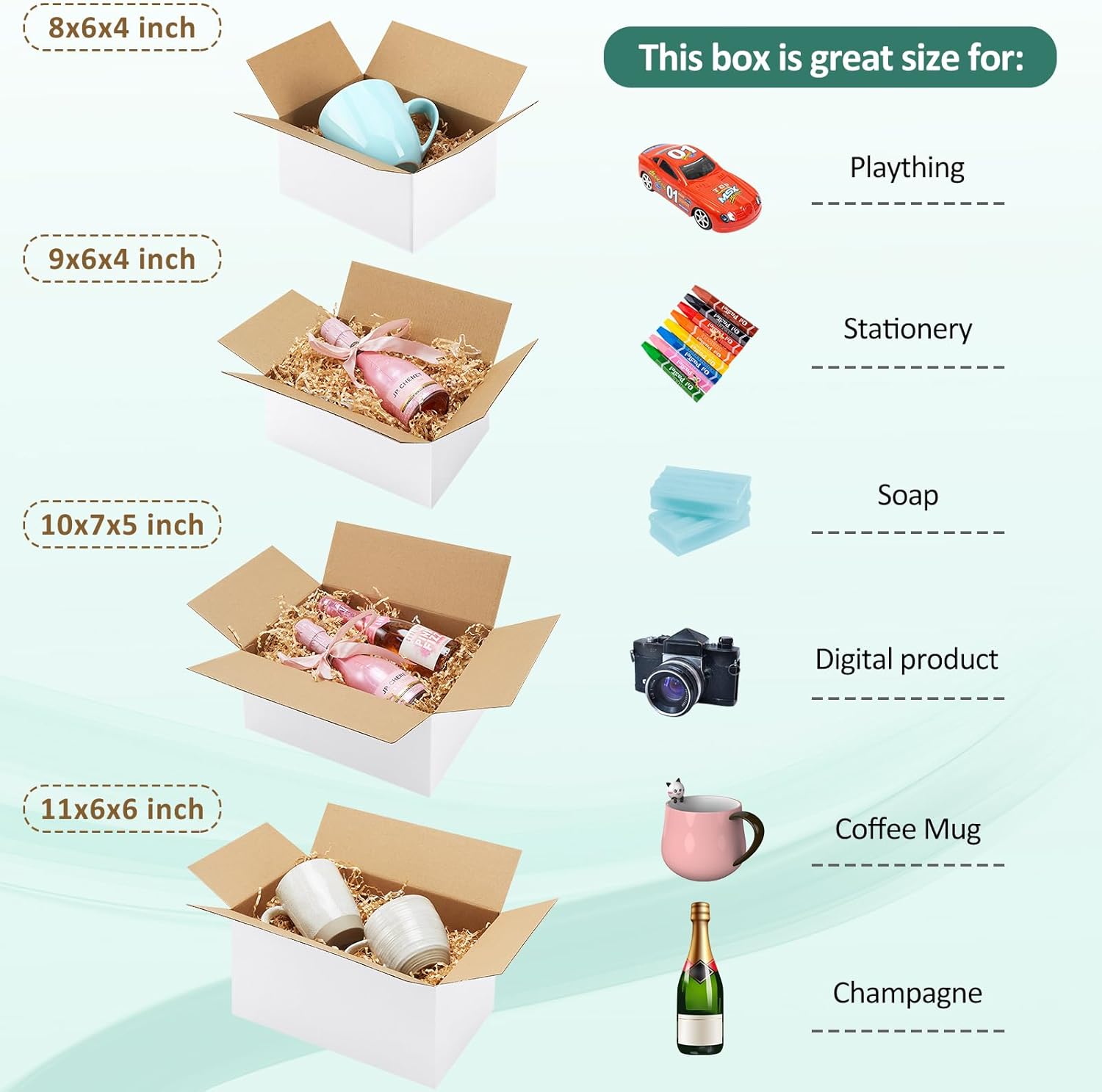 Eupako 28 Pack Small Shipping Boxes Assorted Sizes, White Corrugated Box Mailers, 8x6x4 &9x6x4 & 10x7x5 & 11x6x6 7 PCS Each Small Boxes, Cardboard Boxes for Packaging Small Business, Mailing