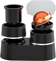 Kit de cápsulas duplas reutilizáveis compatível com cápsulas Nespresso Vertuo, kit de refil de cápsulas de café Nespresso com abridor rápido de tampa, 52 peças de tampas de vedação de alumínio para