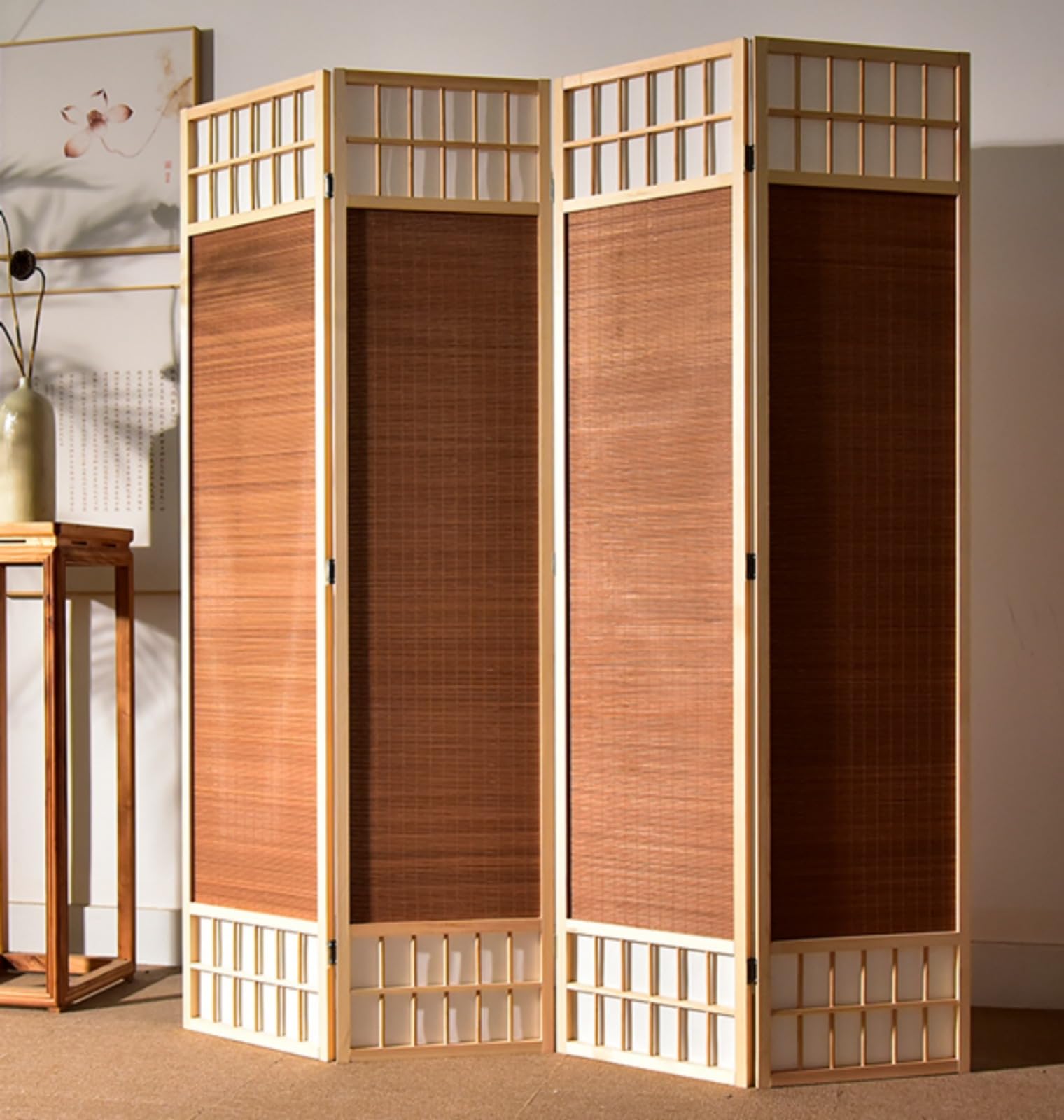 天然木 衝立 台座付き