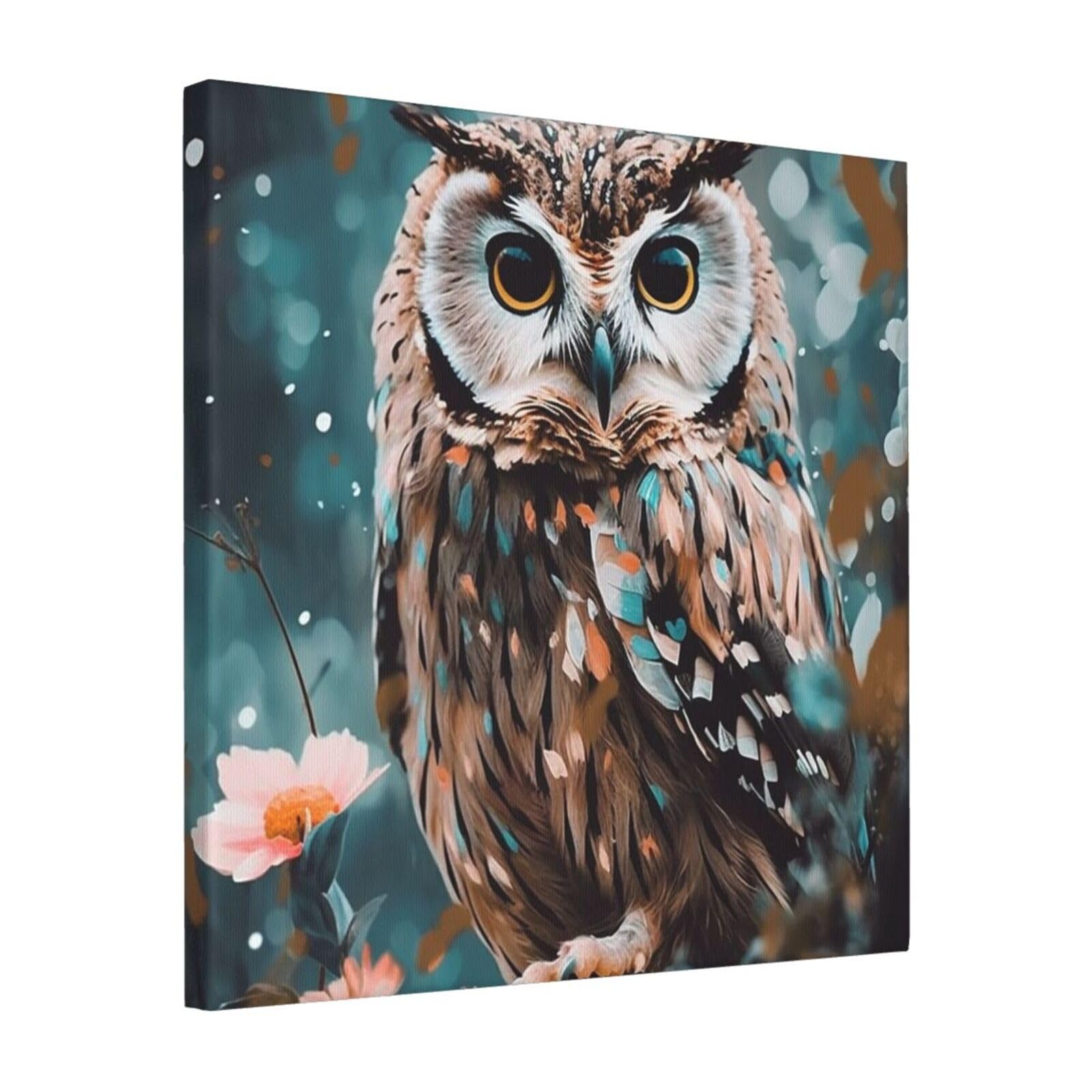 FodPand Animal Cute owl Canvas Wall Art for Living Room Wall Decor 16"x16" Modern Artwork Painting Pictures Hanging Canvas Prints Aesthetic Wall Art for Bedroom Bathroom Office Wallart Decor