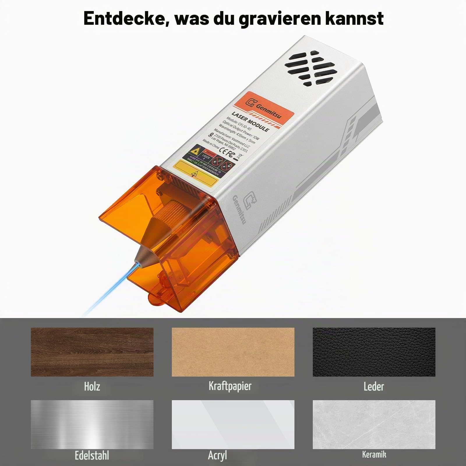 Genmitsu CNC 4040-PRO MAX+ 10W Lasermodul, zum Fräsen von Holz, Metall und Acryl, GRBL-Steuerung