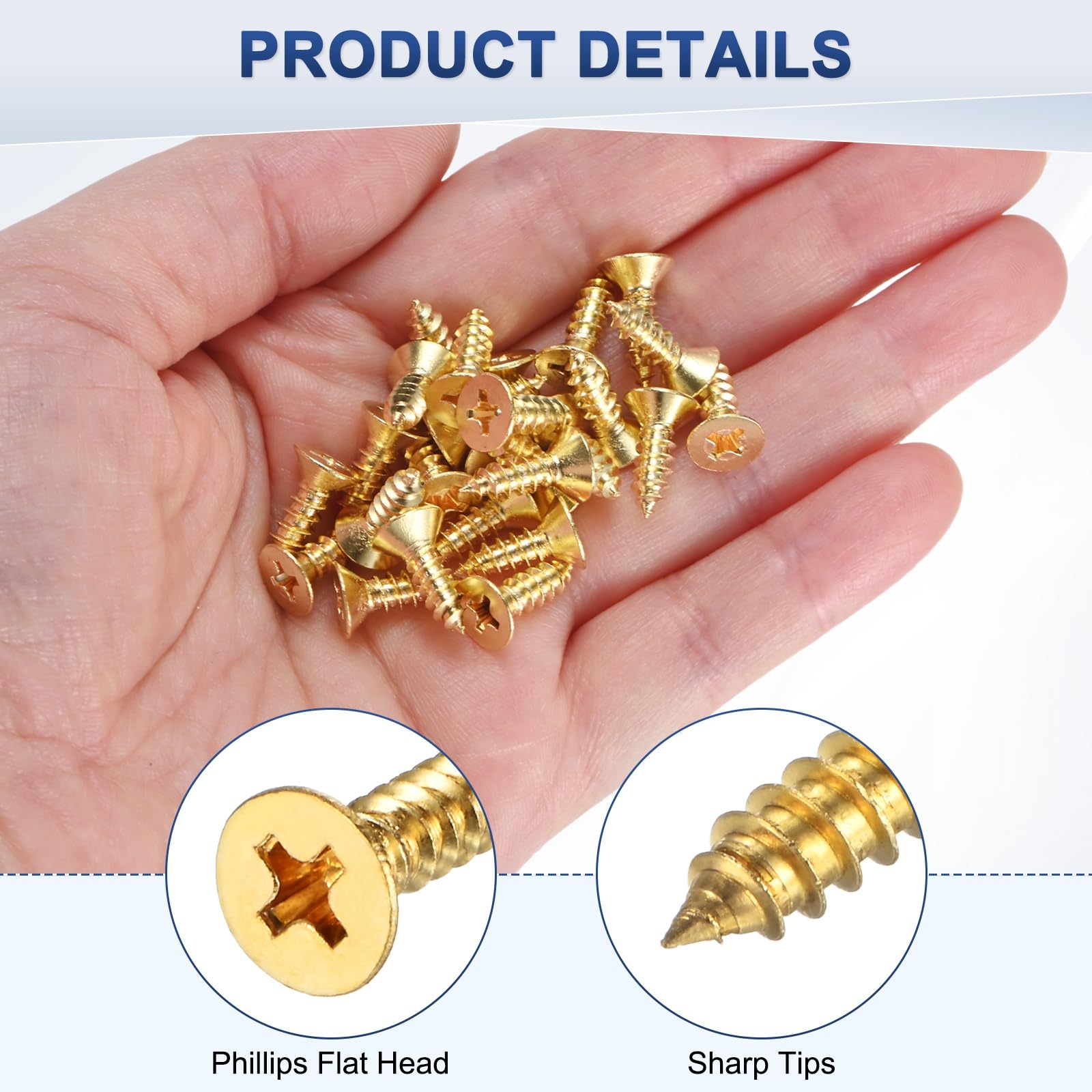 M METERXITY 100-Pack Brass Wood Screws - Image 2