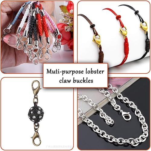 Miniatura 4 de 300 cierres de pinza de langosta para hacer joyas, cierres de collar de joyería, cierres de langosta de aleación de metal, gancho de cierre curvado