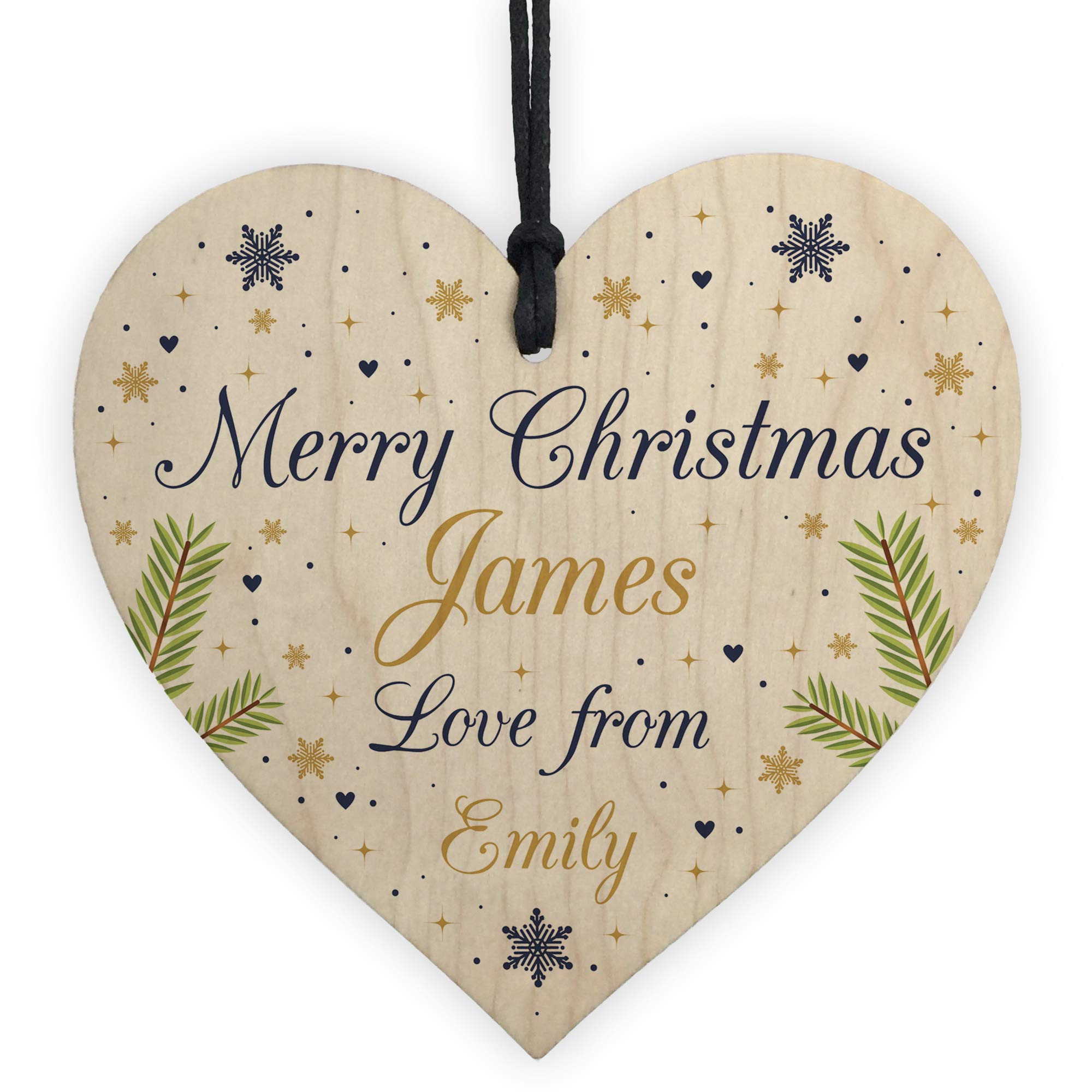 Red Ocean For Friend Personalised Tree Decoration Bauble Wooden Heart Gift