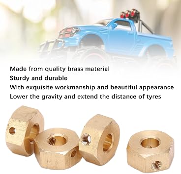 12mm RC Wheel Hex Adapter, Brass Hex Hub Extension Adapter with Gasket Screws RC Wheel Conversion Kit for SCX10 III AXI03007 (8mm)