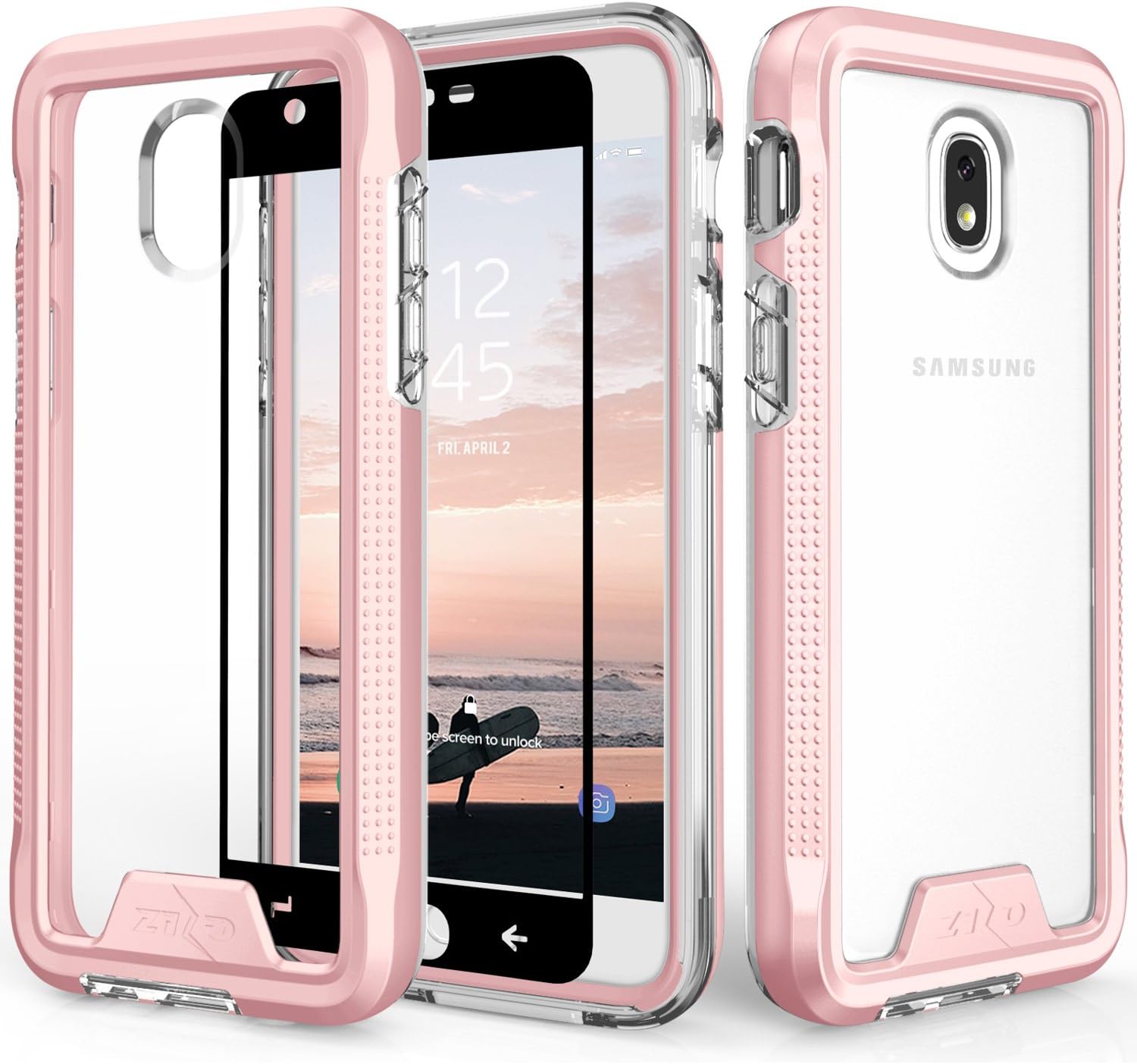 Zizo Ion Series Compatible with Samsung Galaxy J7 2018 Case Military Grade Drop Tested with Tempered Glass Screen Protector J7 Refine J7 Star Rosegold