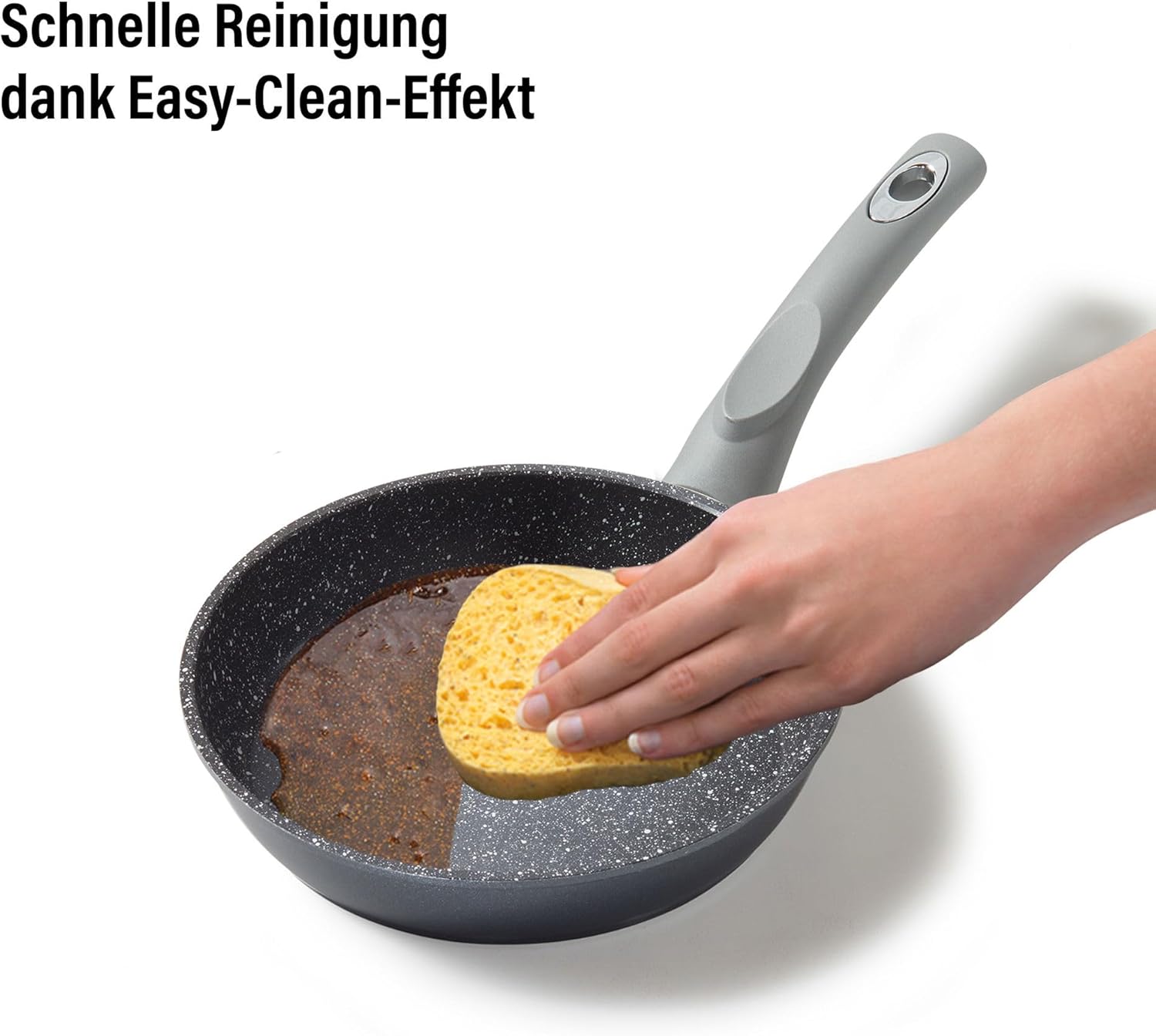 STONELINE Gourmundo Non-Stick Frying Pan 18 cm with Real Stone Particles, Suitable for All Hobs Including Induction, Fat Free Cooking