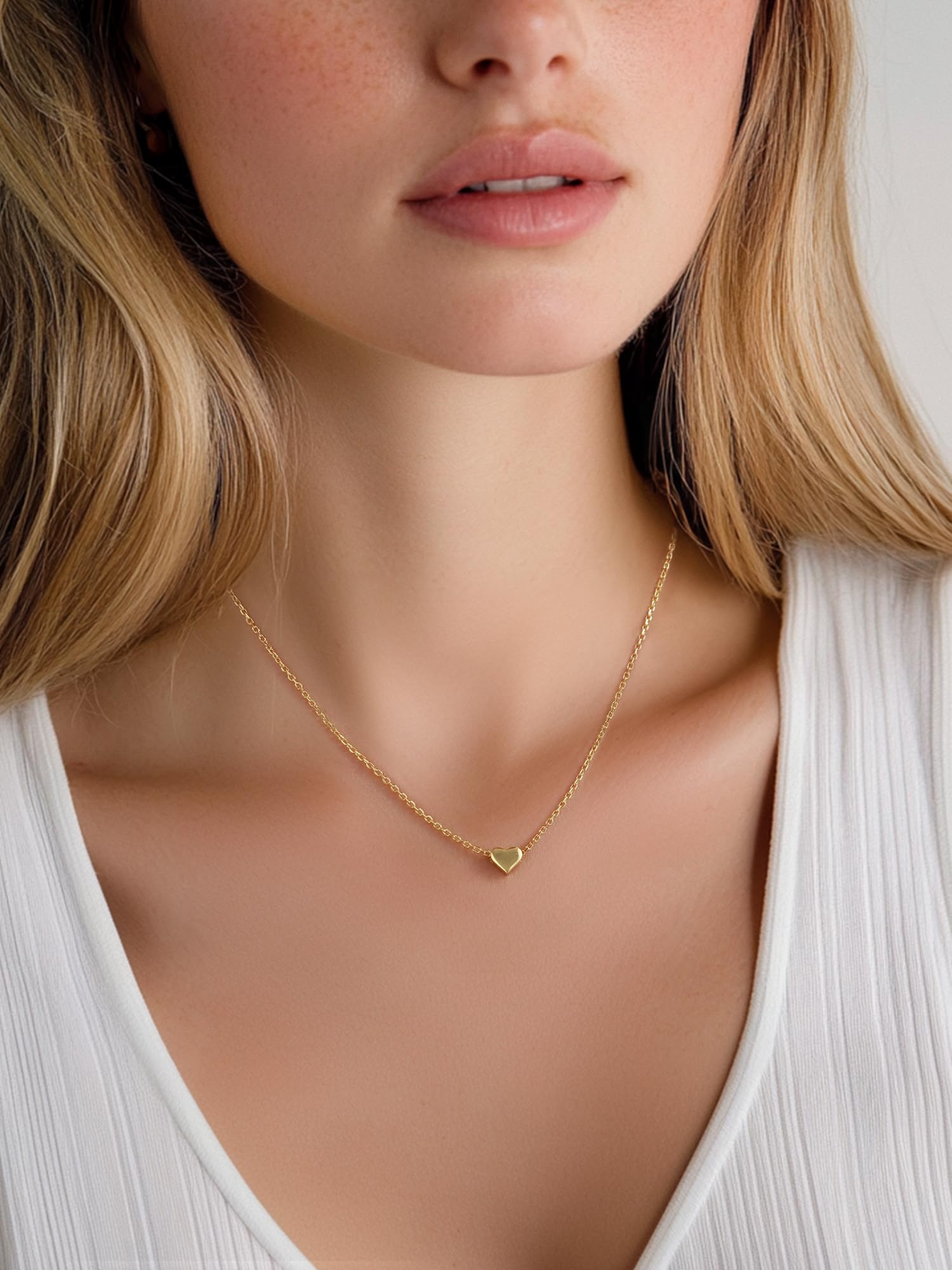 ChicSilver Collana girocollo da donna, argento/placcato oro/rosa oro, gioielli a girocollo con ciondolo a forma di cuore/luna/stella, catenina corta da 40 + 5 cm, regalo per migliore amica, donne e