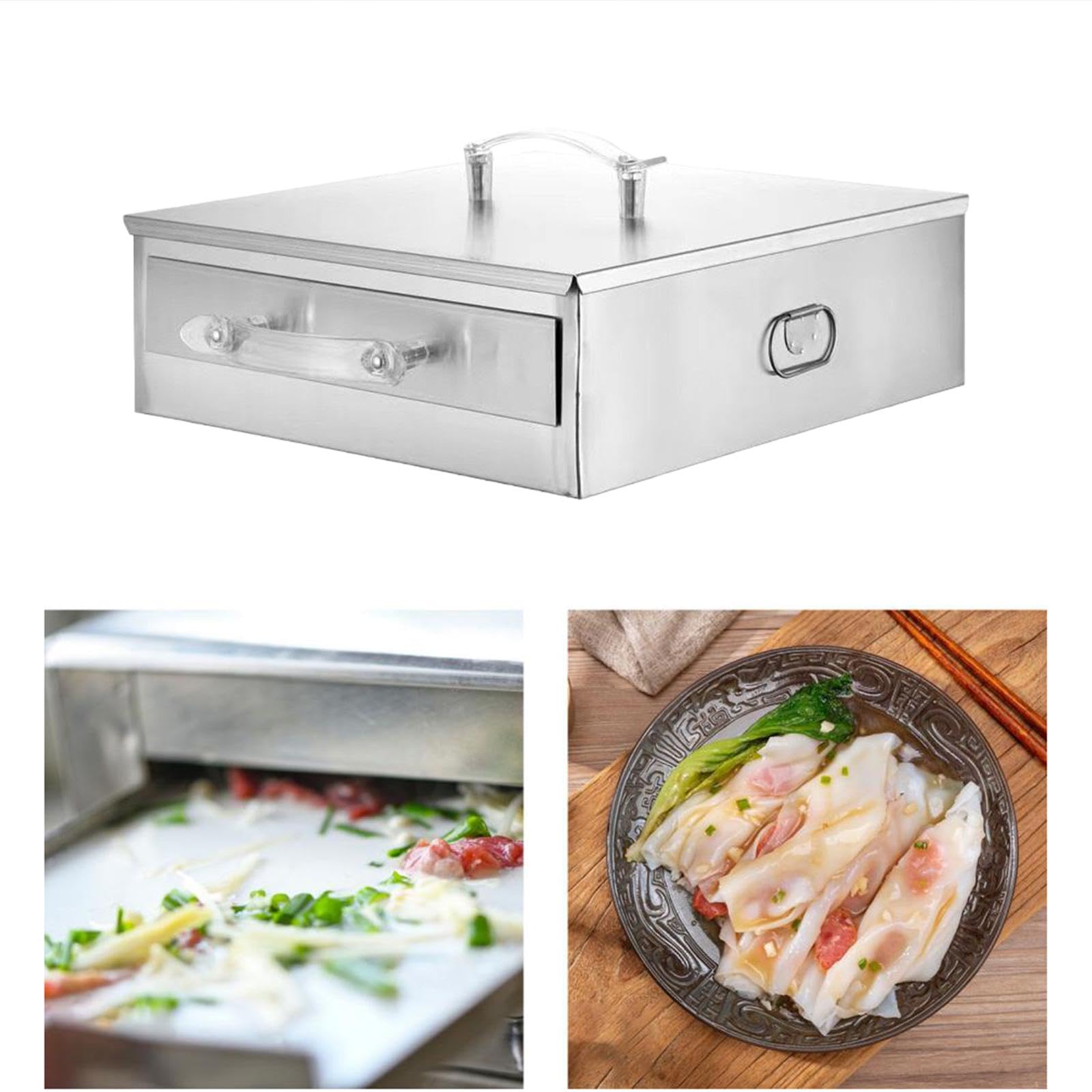 Machine à Vapeur Cheung Fun - Cuiseur Riz Noodle Rolls 1 Plateau Inox - Accessoire Cuisine Chinoise Cantonaise Maison