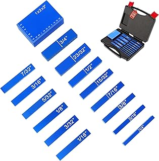 GAINNEER Setup Blocks-15 Pcs Aluminum Precision Height Gauge Set for Router and Table Saw Woodworking Set Up Accessories,Blue