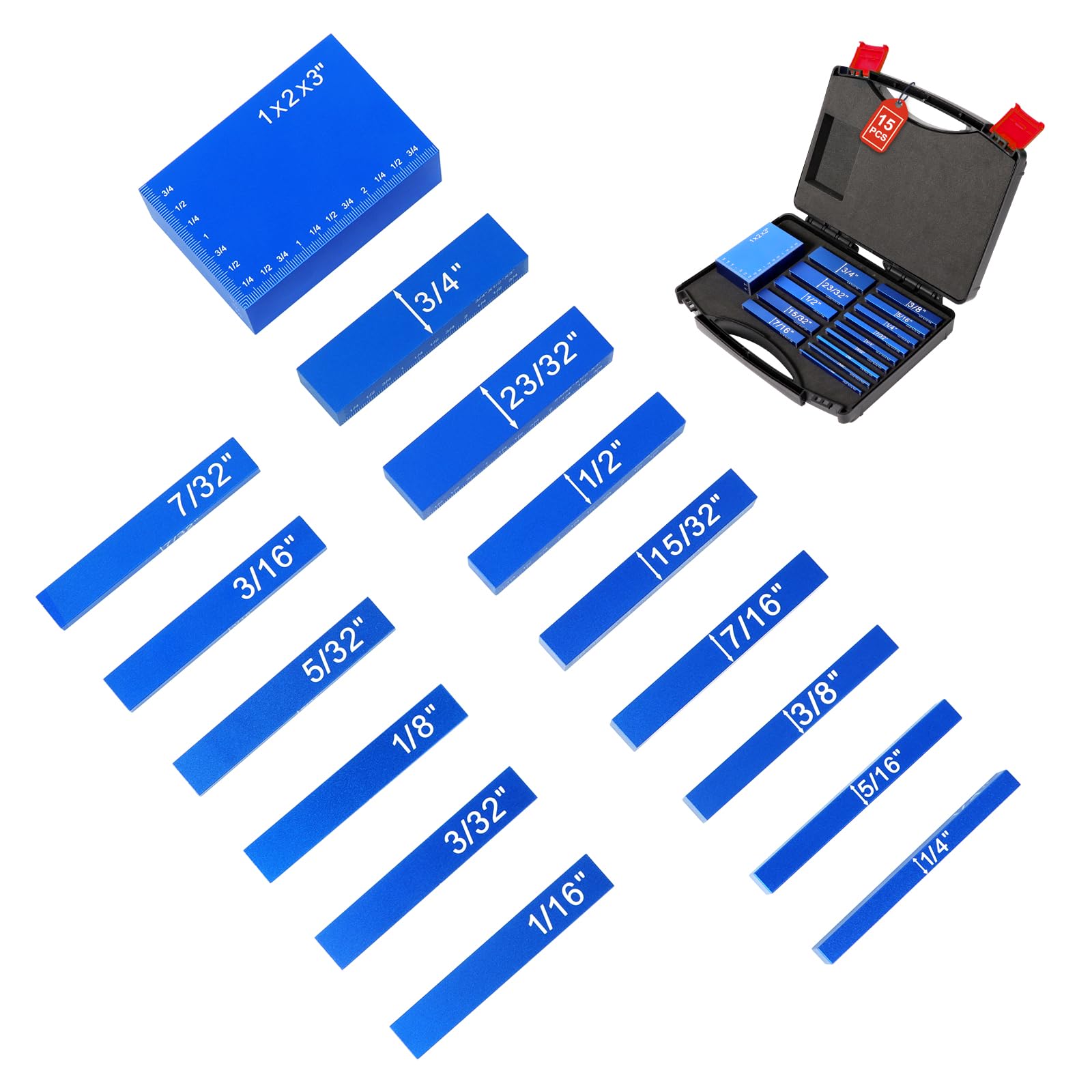 GAINNEER Setup Blocks-15 Pcs Aluminum Precision Height Gauge