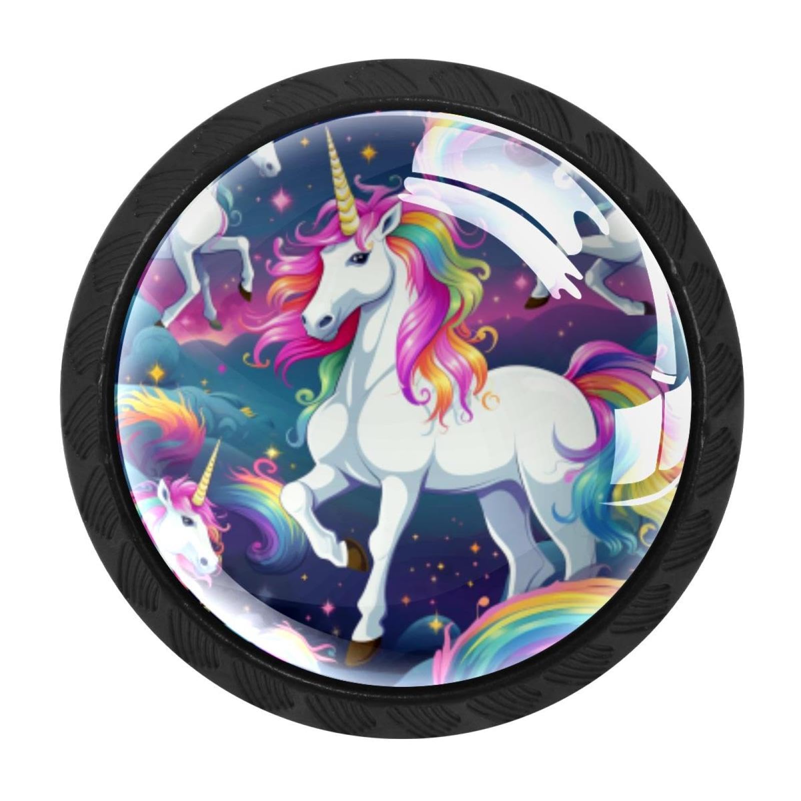 Chenzzzz Multicolored 01 4 Pack Cabinet Handles Rainbow Unicorn Kitchen Drawer Pulls Furniture Door Handles For Cupboard Bedroom Wardrobe