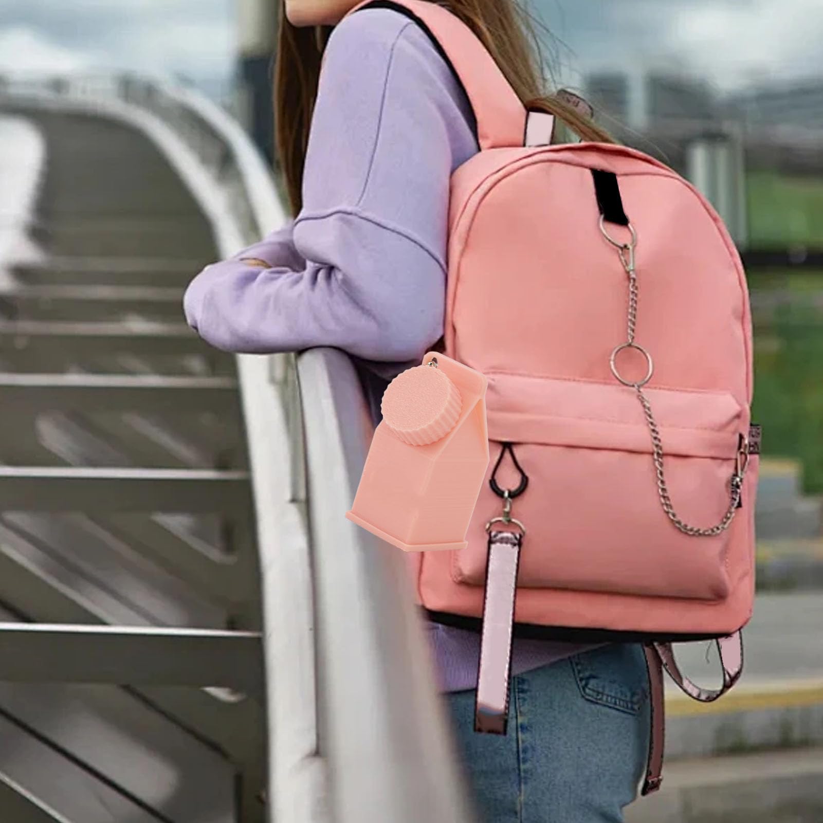 Milk Carton Box Keychain, Portable Lightweight Storage Case with Ample Interior Space, PVC Material, Ideal for Home Travel (Pink)