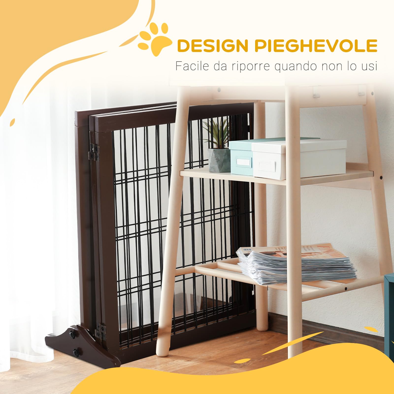 PawHut Cancelletto Pieghevole Regolabile per Cani e Cuccioli 185x36x71cm