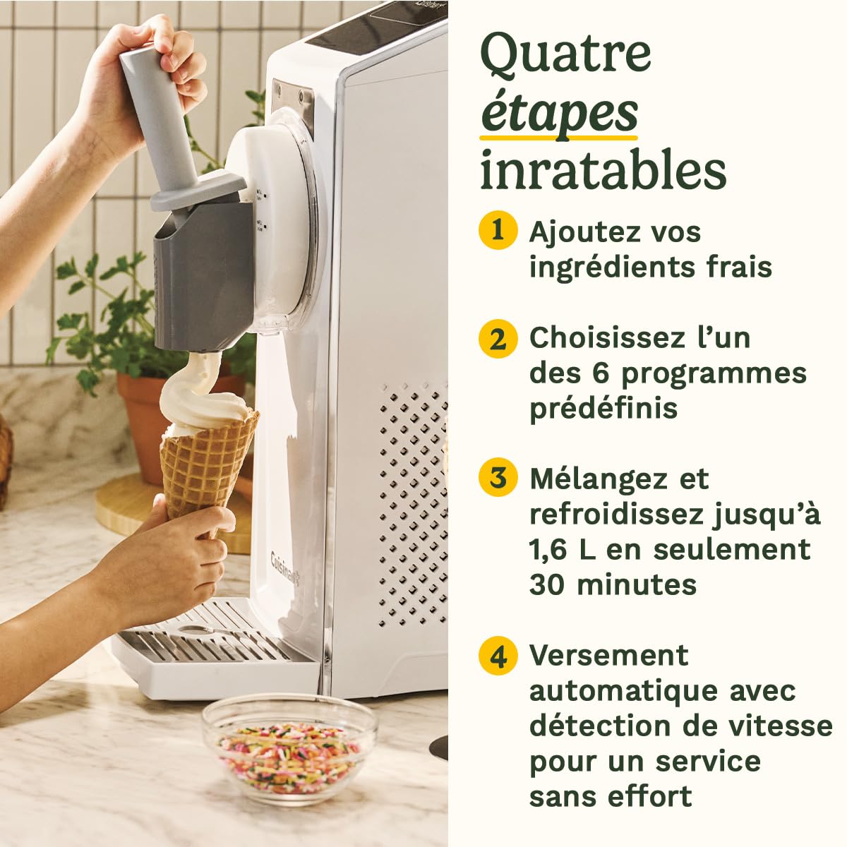 Cuisinart Frost Fusion – Boissons glacées et glaces onctueuses en un seul appareil. 6 programmes (slushies, cocktails, frappés, vin glacé, sorbets, glaces italiennes). Sans glaçons, prêt en 25 min.