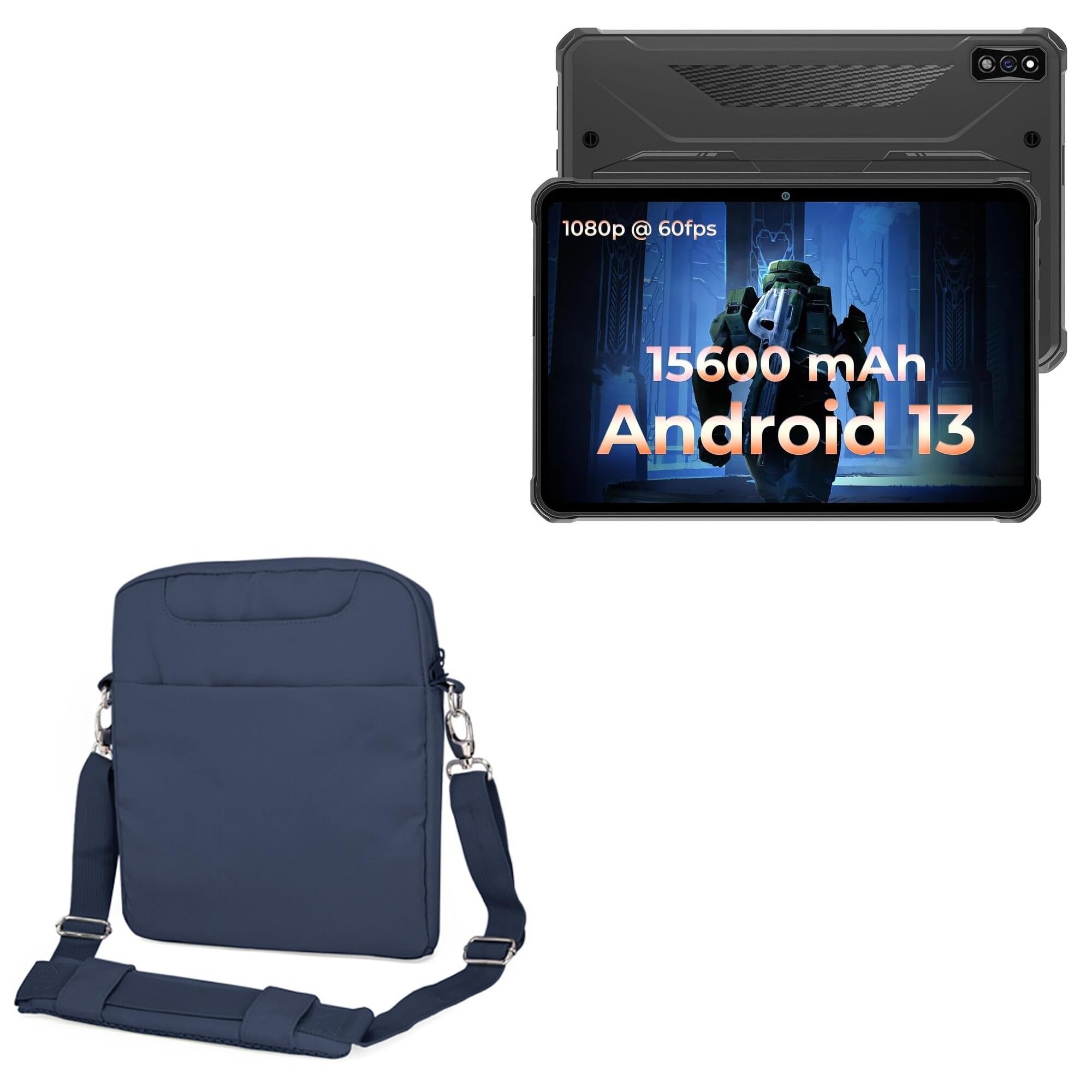 BoxWaveCase Compatible with Hotwav R7 Rugged Tablet (10.1 in) - Encompass Urban Bag, Over Shoulder Messenger Straps Handle Bag Pockets - Navy