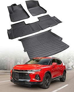 All Weather Floor Mats Cargo Liner for Chevrolet Chevy Blazer 2025 2024-2019 Gas Only Waterproof Tech Nonslip Rubber for Base/L/LS/LT/Premier/RS Accessories 2023 2022 2021 2020 Car Rug Cover Protector