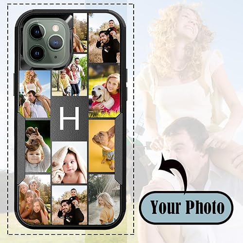 Miniatura 2 de Funda de fotos personalizada para iPhone 11 Pro Max con patrón de collage a cuadros, personaliza la imagen en 3 híbridos gruesos y resistentes