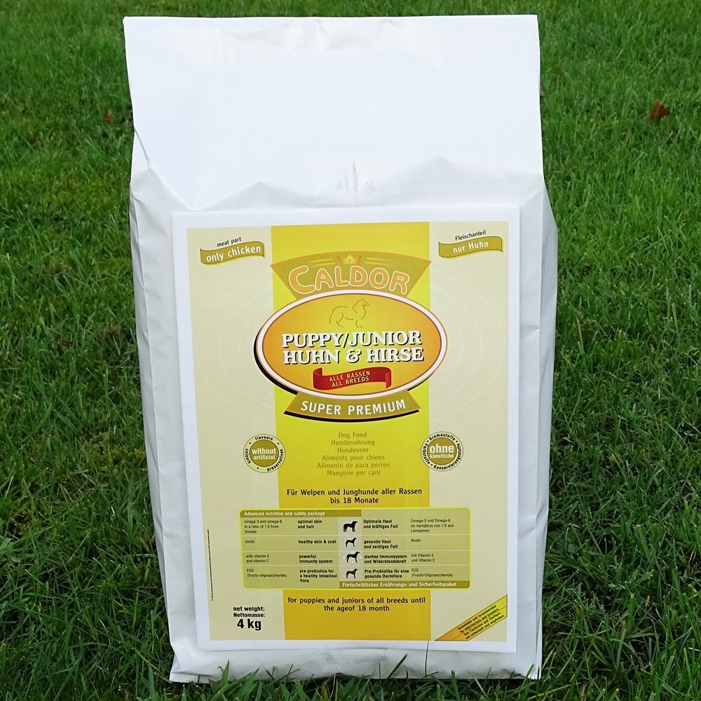 Puppy + Junior Huhn & Hirse alle Rassen | 12 kg Sack | Hunde Trockenfutter