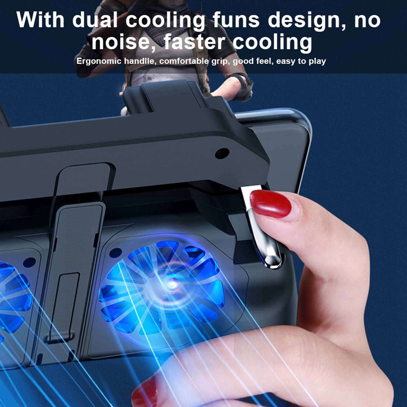 ciciglow Controller di Gioco Mobile con Doppia Ventola di Raffreddamento, Gamepad per Telefono con Batteria 2500/5000mAh, Presa Smartphone per PUBG Mobile, Compatibile 4.7-6.5 Poll