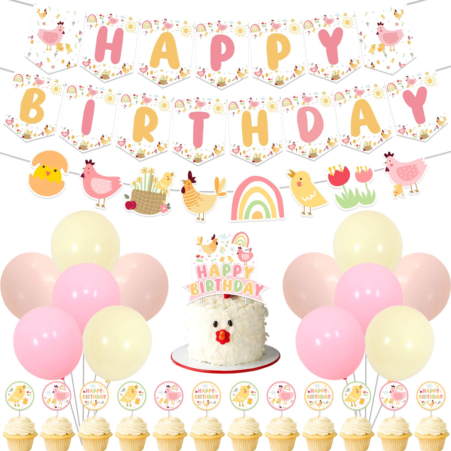 JOYMEMO Farm Animal Birthday Decorations, Barnyard Balloon Garland Arch Kit 99 Pack With Happy Birthday Banner, Cow Balloons For Kids 1st 2nd 3rd Birthday Party Supplies, Baby Shower Backdrop – TopToy