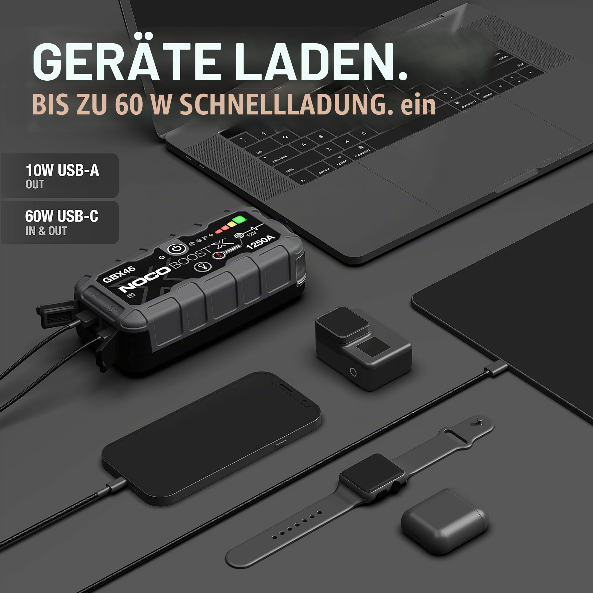 NOCO Boost X GBX45: 1250A UltraSafe Starthilfe Powerbank – 12V Lithium-Starthilfegerät & Starterkabel – Tragbarer Booster für Benziner bis 6,5L & Diesel bis 4,0L