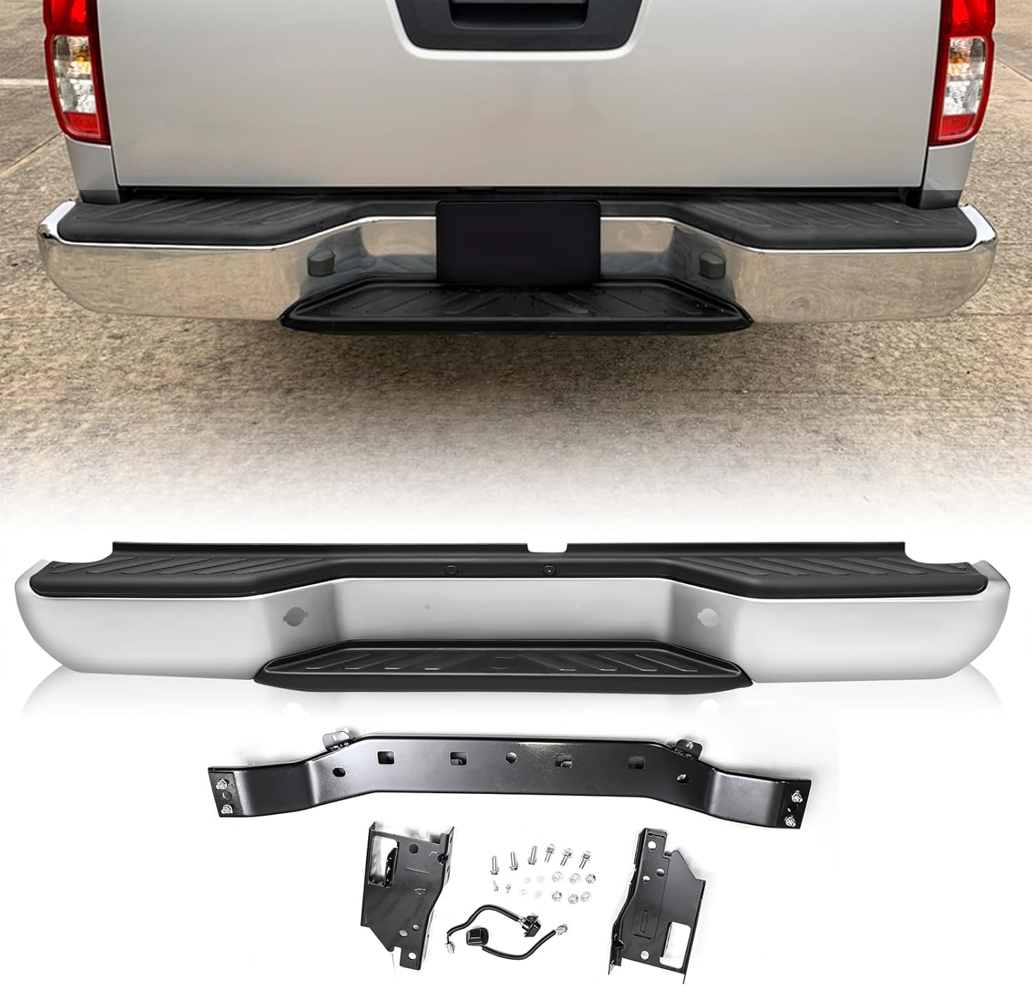 SOCKIR Anti-Rust Coating Rear Bumper Assembly Fits for 2005-2021 Nissan Frontier W/O Parking Sensor Holes NI1103115 Back Step Bumper Black
