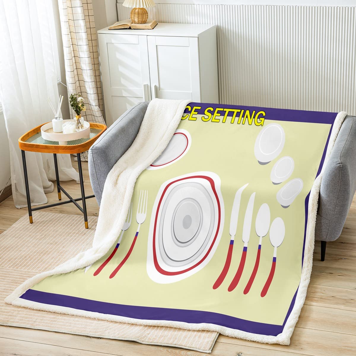 Manta de felpa con diseño de mesa, manta de forro polar, manta educativa de sherpa para niños y niñas, manta mullida tamaño Queen, 90 x 90 pulgadas